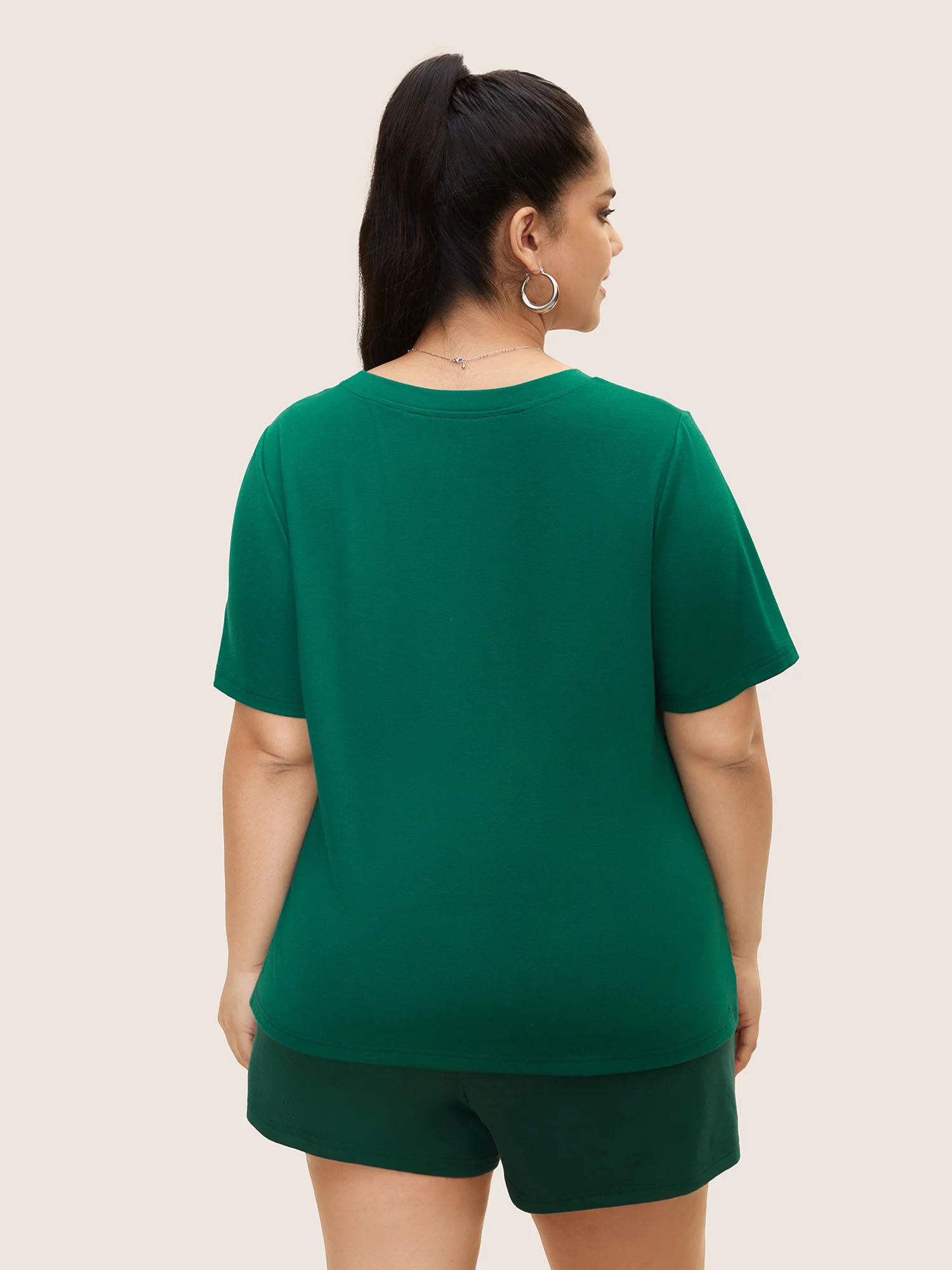 Letter Print Crew Neck T-shirt - Image 3