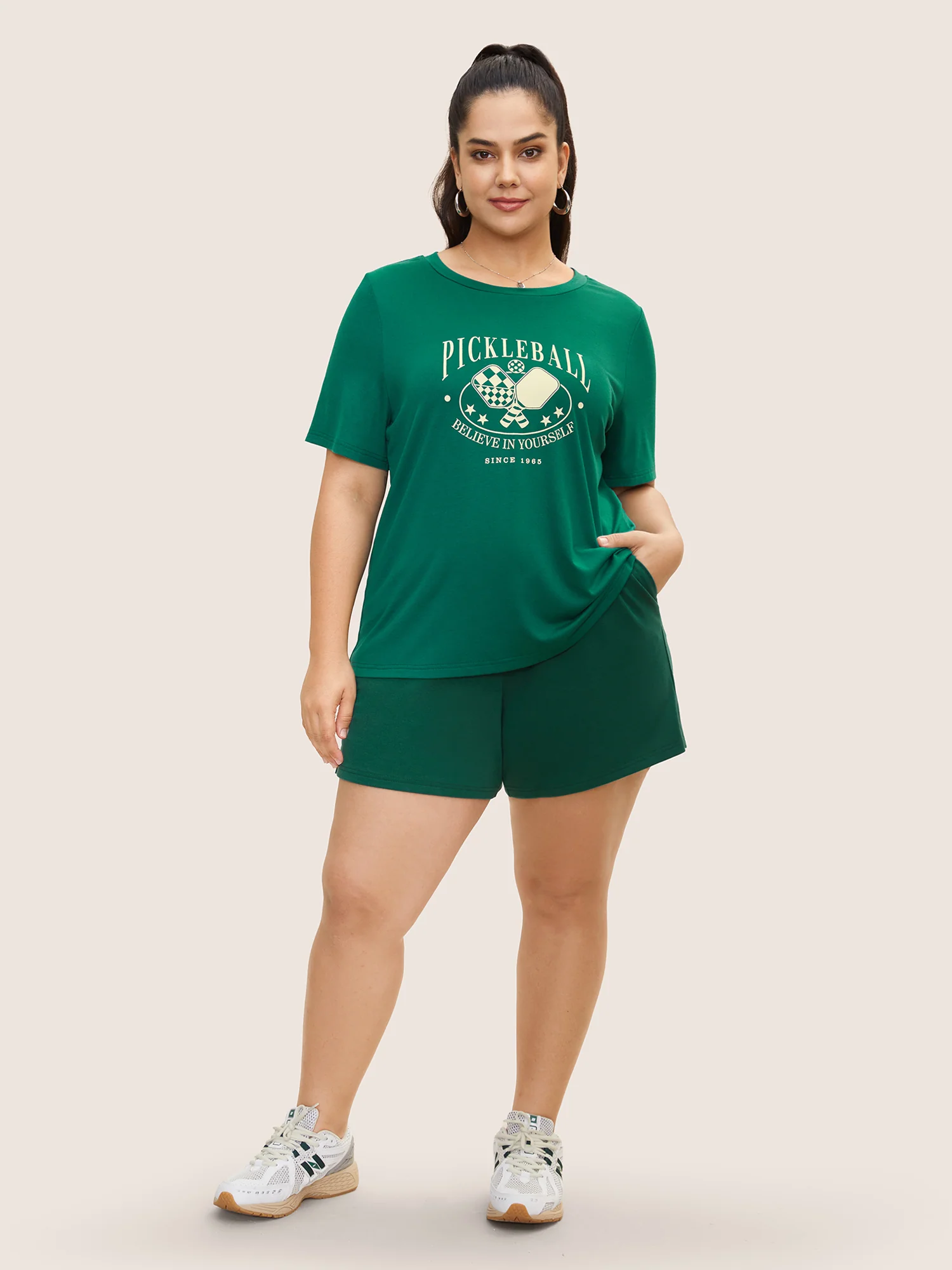 Letter Print Crew Neck T-shirt - Image 4