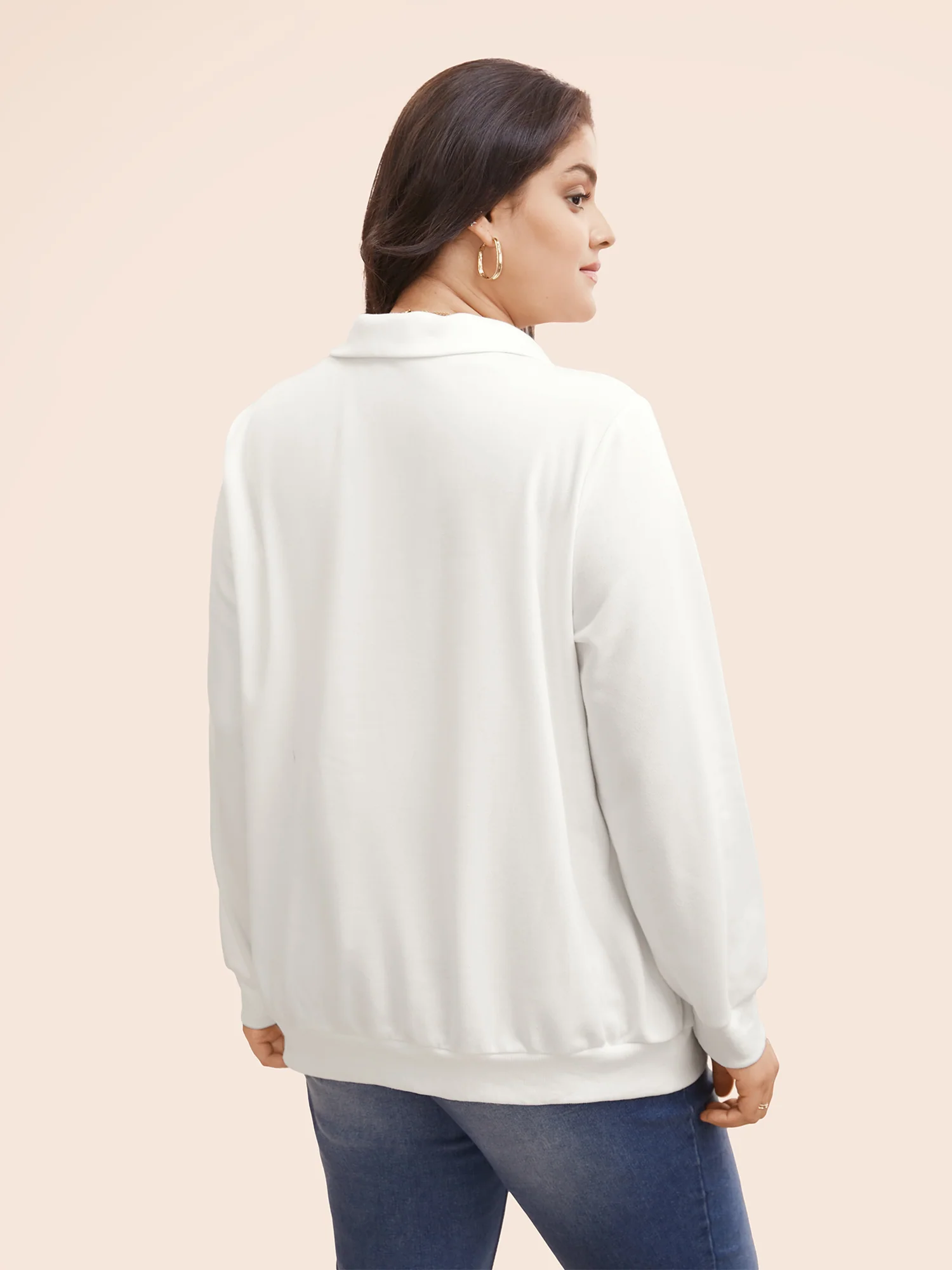 Letter Print Half Zip Kangaroo Pocket Sweatshirt - Image 4