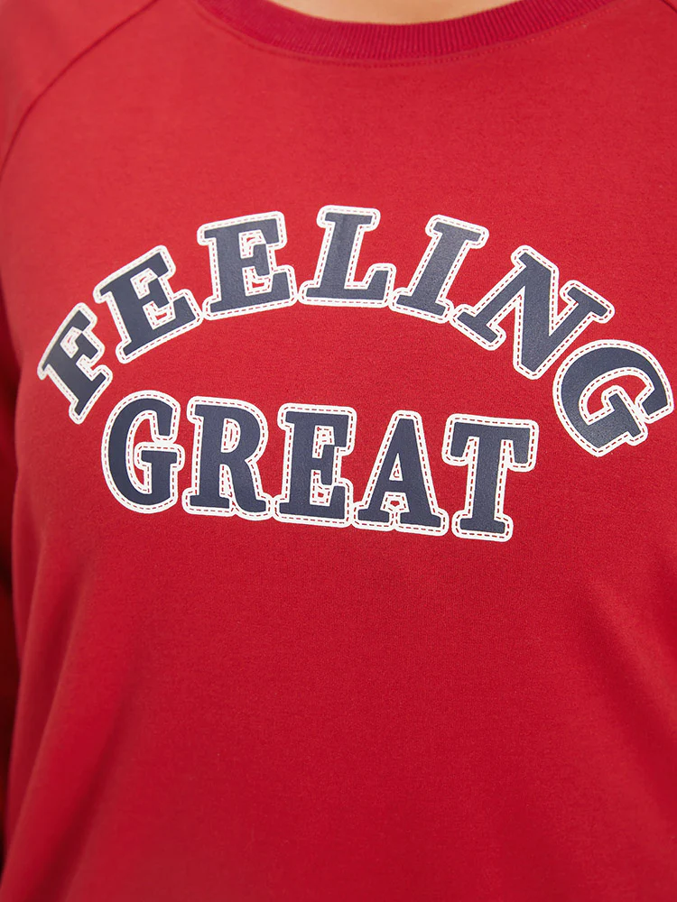 Letter Print Round Neck Raglan Sleeve Sweatshirt - Image 7