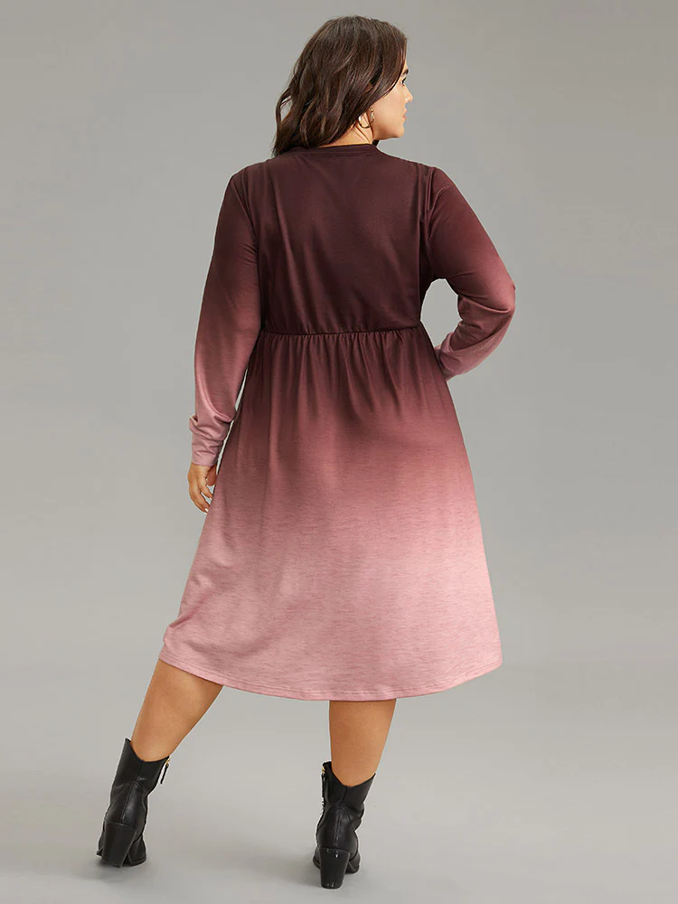 Letter Tie Dye Gathered Elastic Waist Dress - Image 3