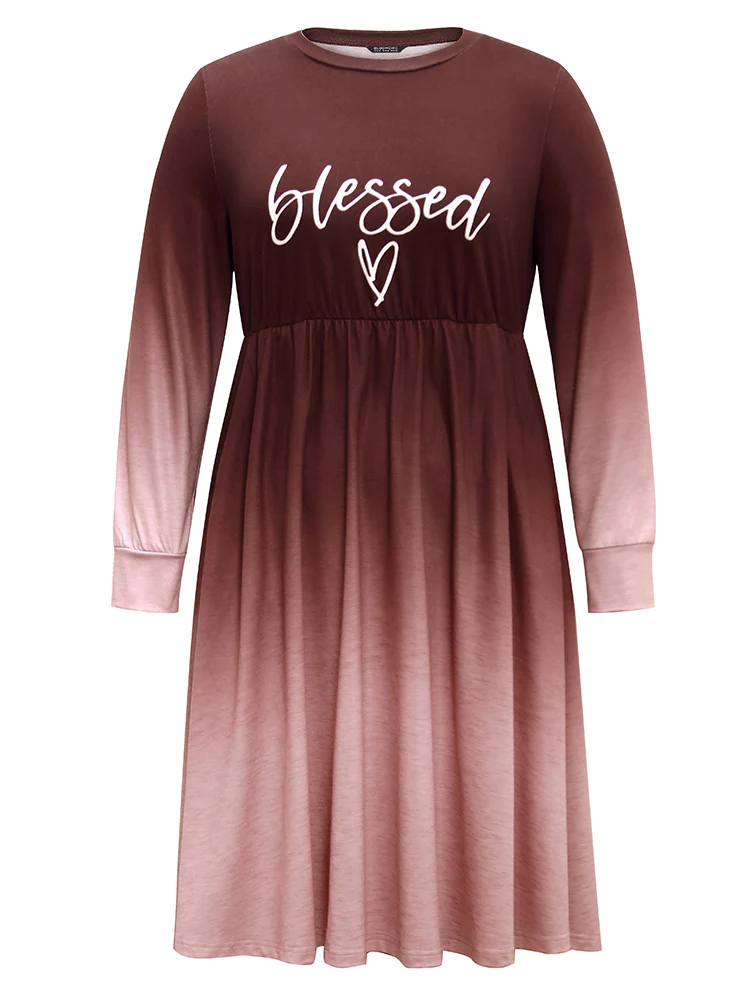 Letter Tie Dye Gathered Elastic Waist Dress - Image 5