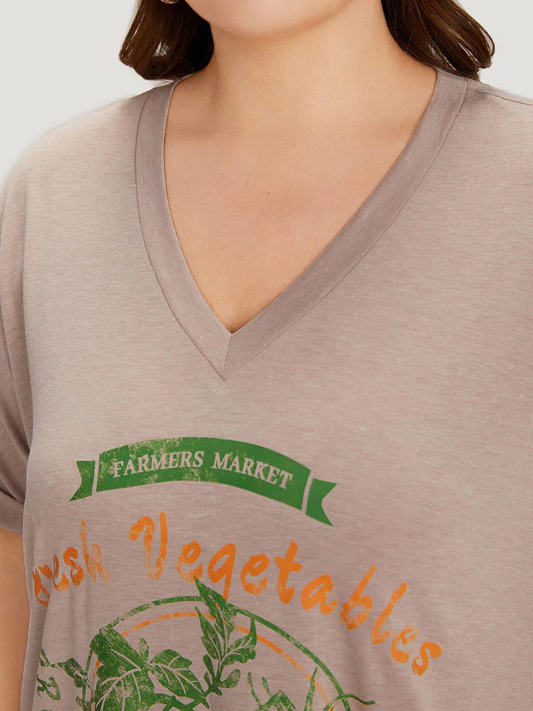 Supersoft Essentials Letter & Vegetable Graphic Pocket Batwing Sleeve Dress - Image 5