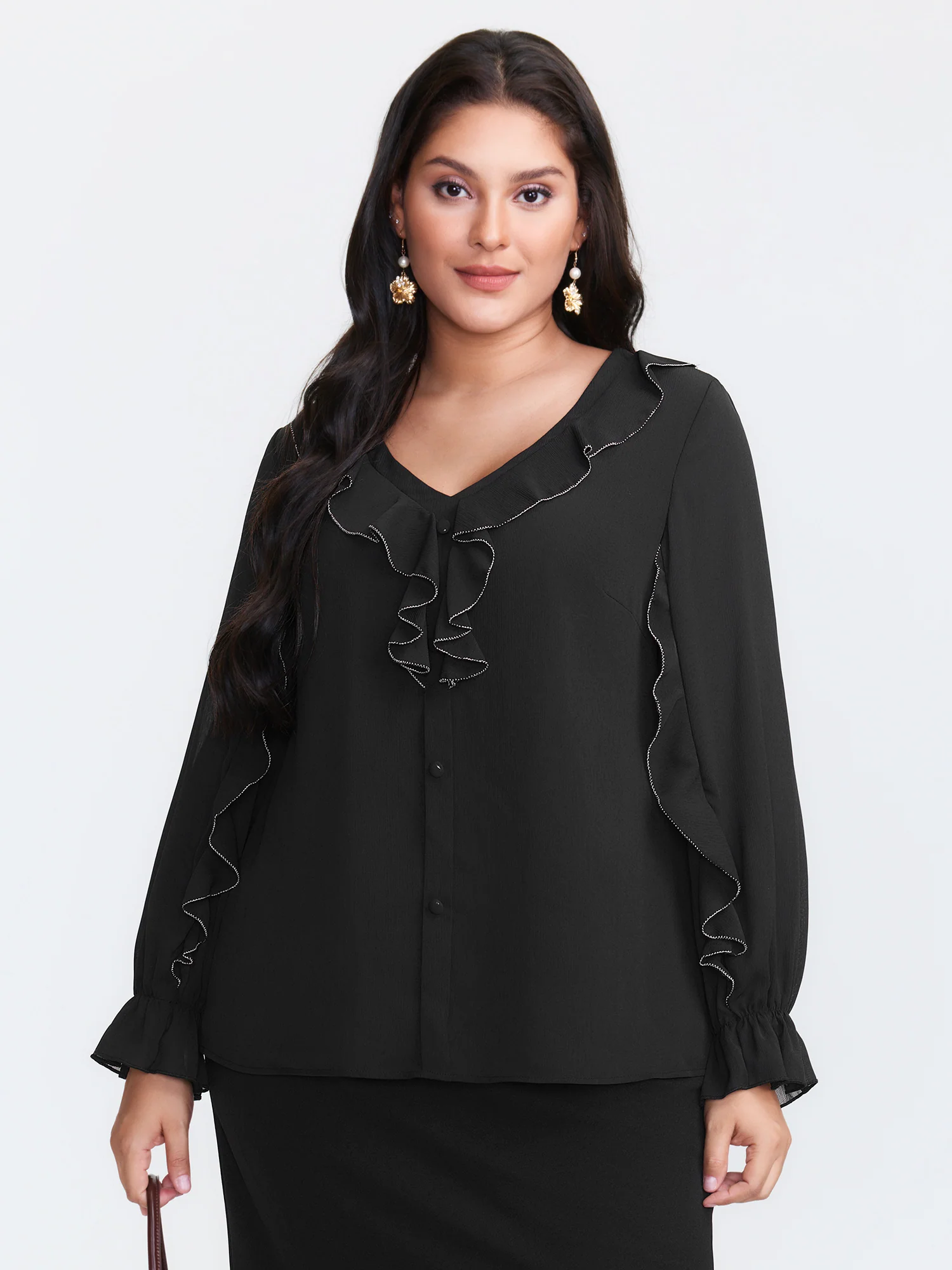 Lettuce Edge Color Contrast Blouse