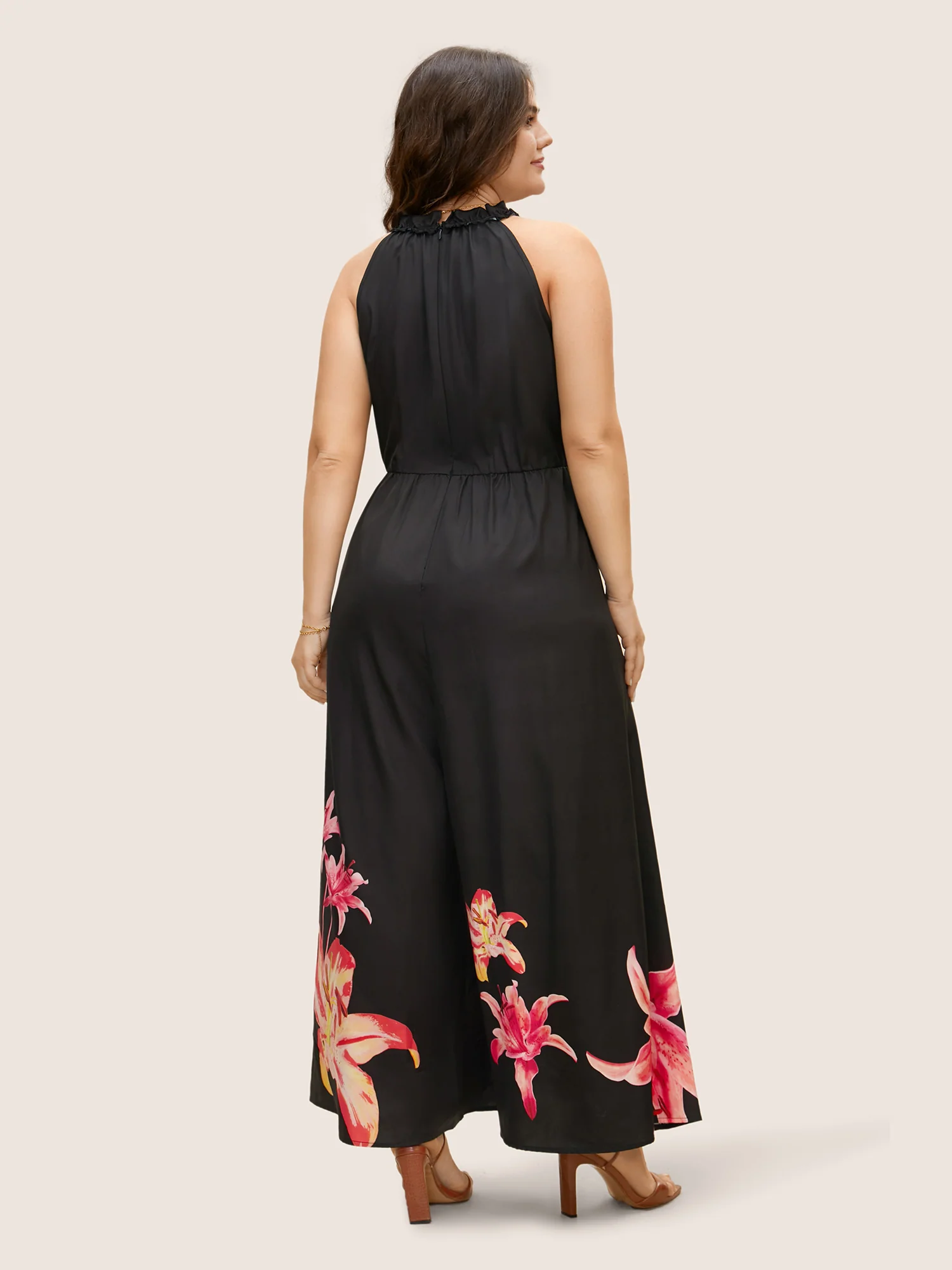 Lily Print Frill Trim Tie Knot Jumpsuit - Image 4