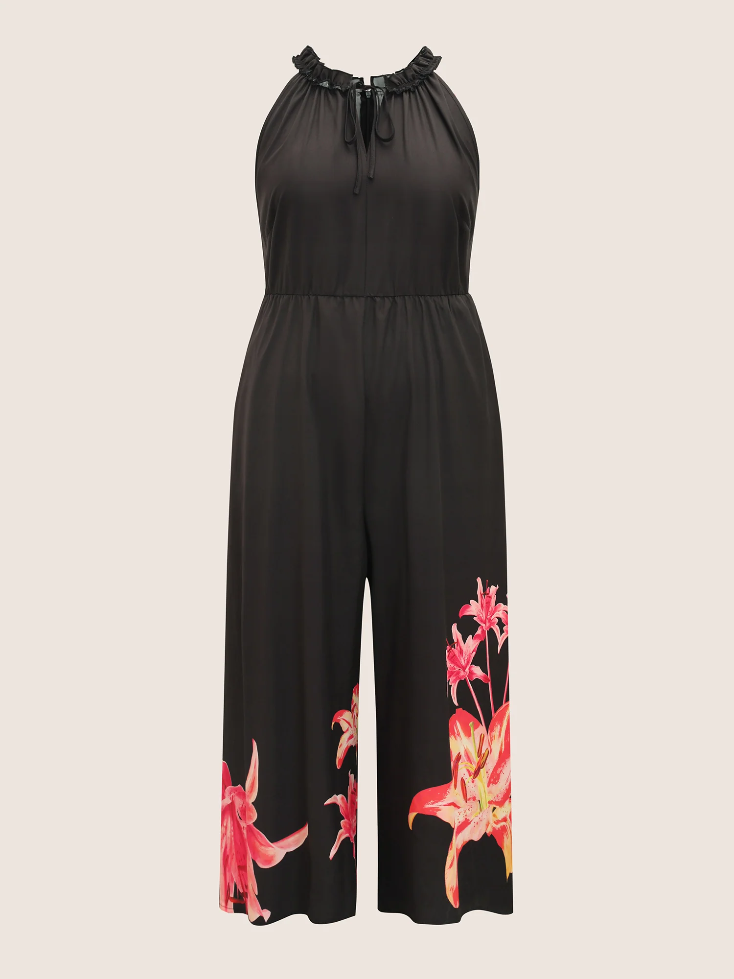 Lily Print Frill Trim Tie Knot Jumpsuit - Image 7