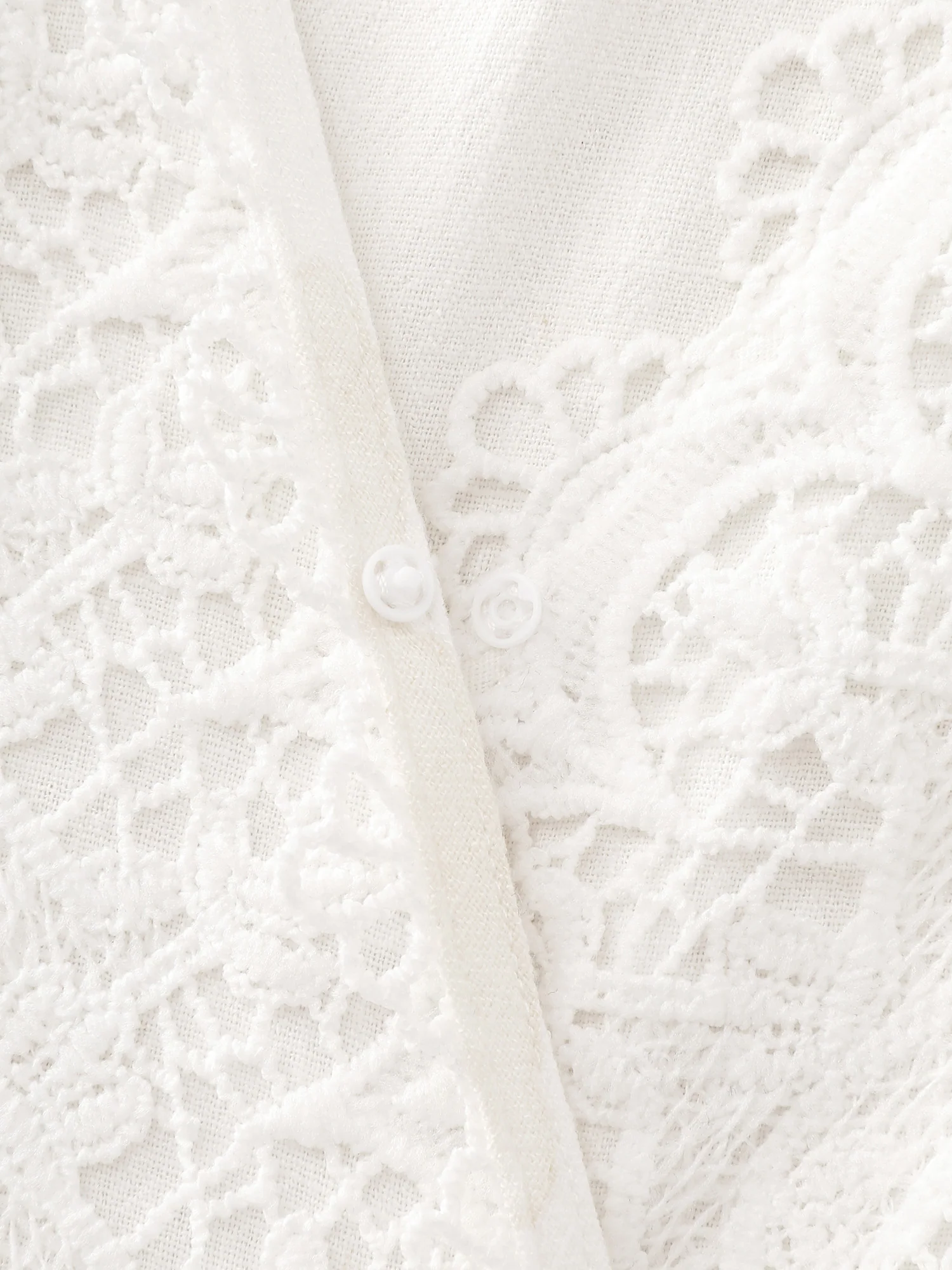 Linen Blend Lace Trim Tassel Detail Midi Dress - Image 8