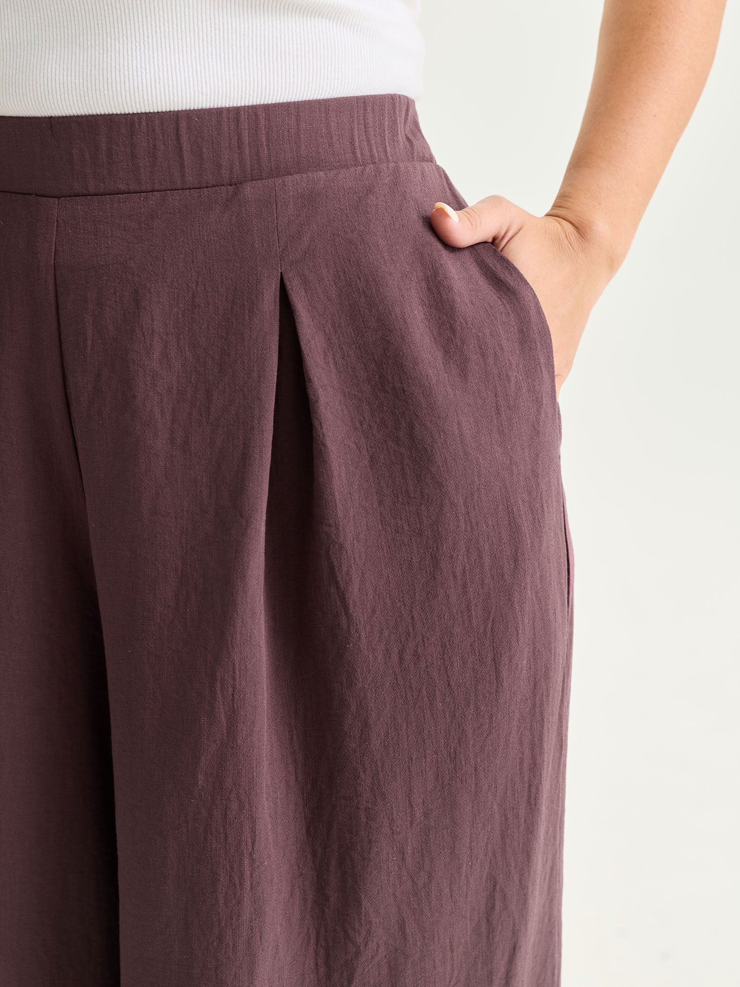 Linen Blend Pleated Relaxed-Fit Pants - Image 4