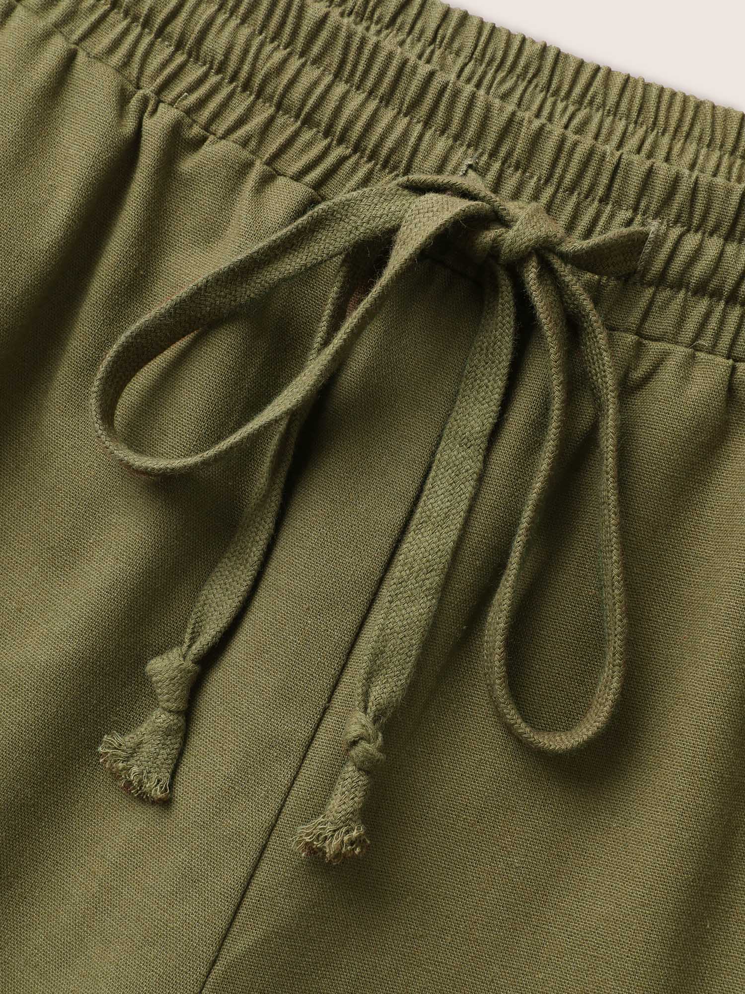 Linen Blend Wide Leg Cargo Pants - Image 6