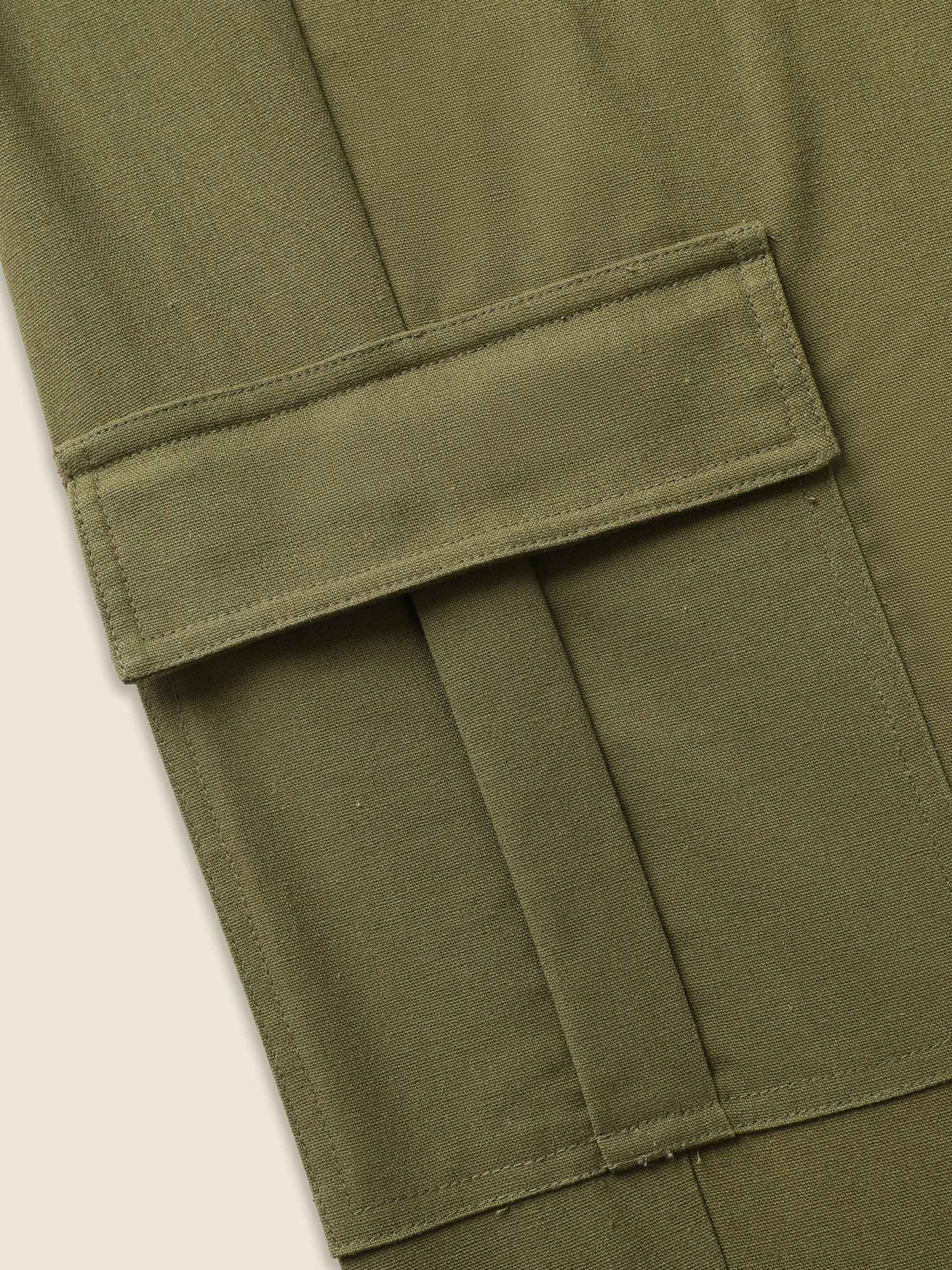 Linen Blend Wide Leg Cargo Pants - Image 7