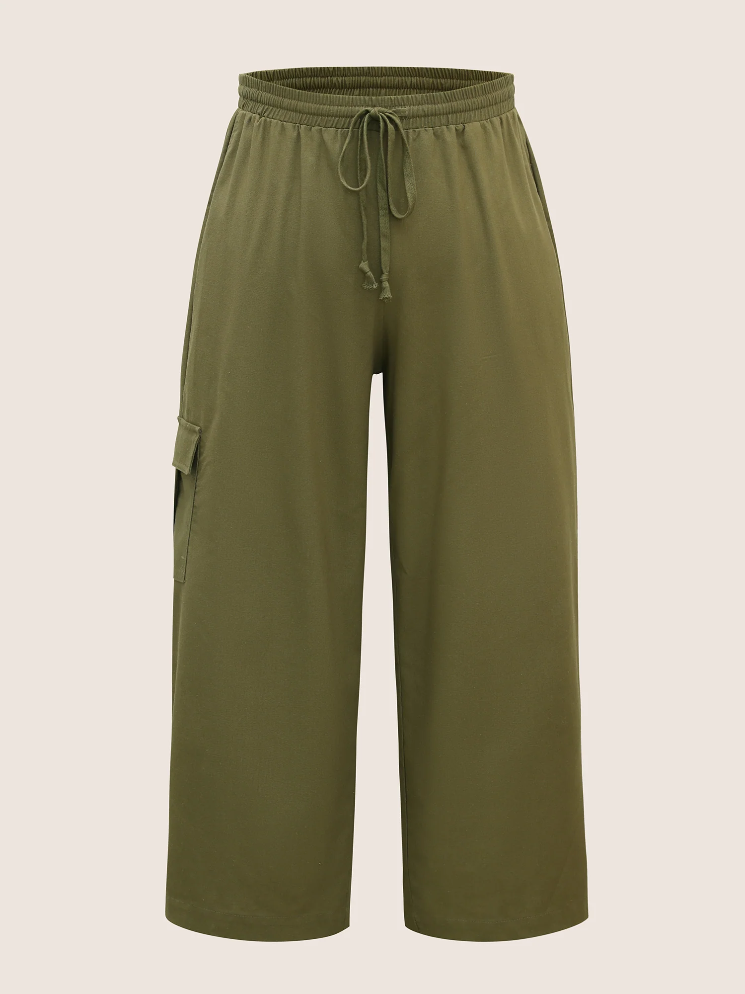 Linen Blend Wide Leg Cargo Pants - Image 8