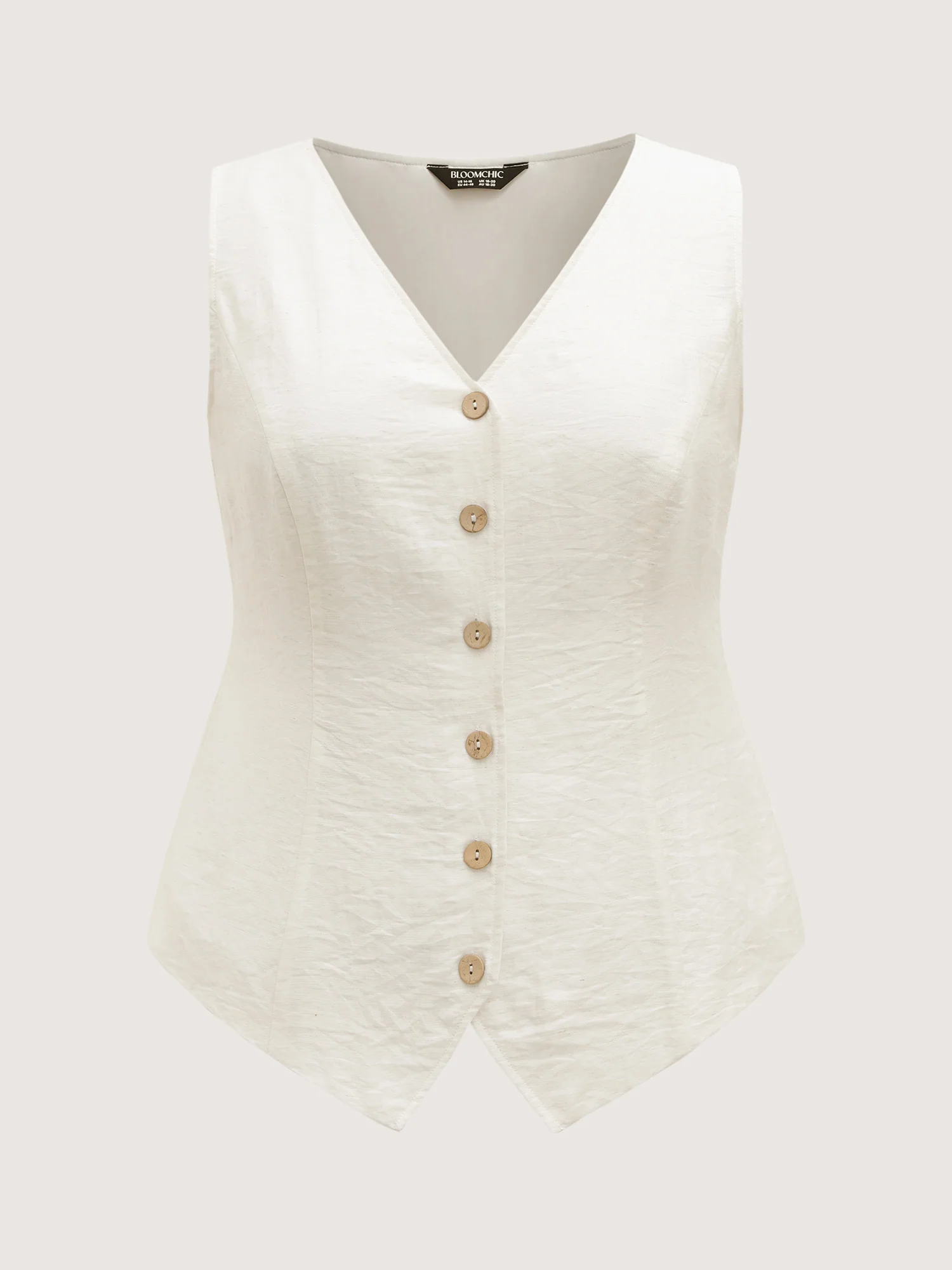 Linen Solid Button Vest - Image 7