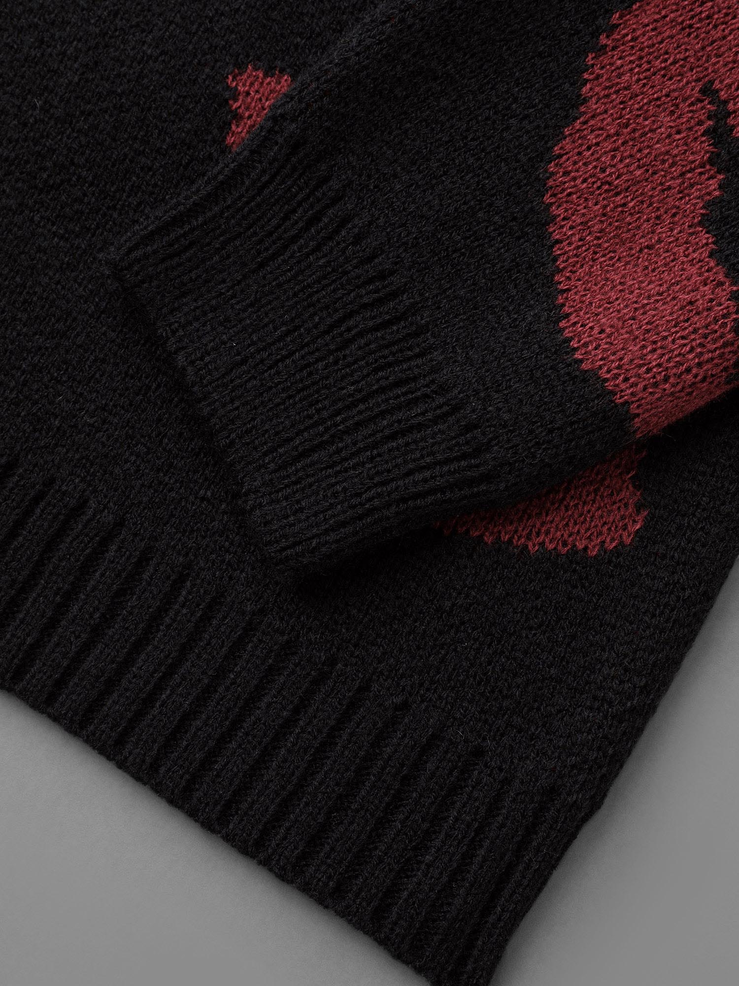 Lip Print Contrast Knit Pullover - Image 7