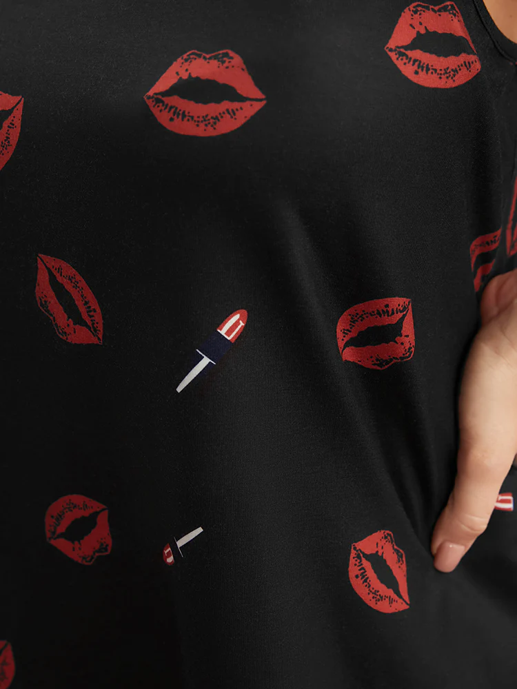 Sweet Lips Print Cami Pajama Top - Image 6