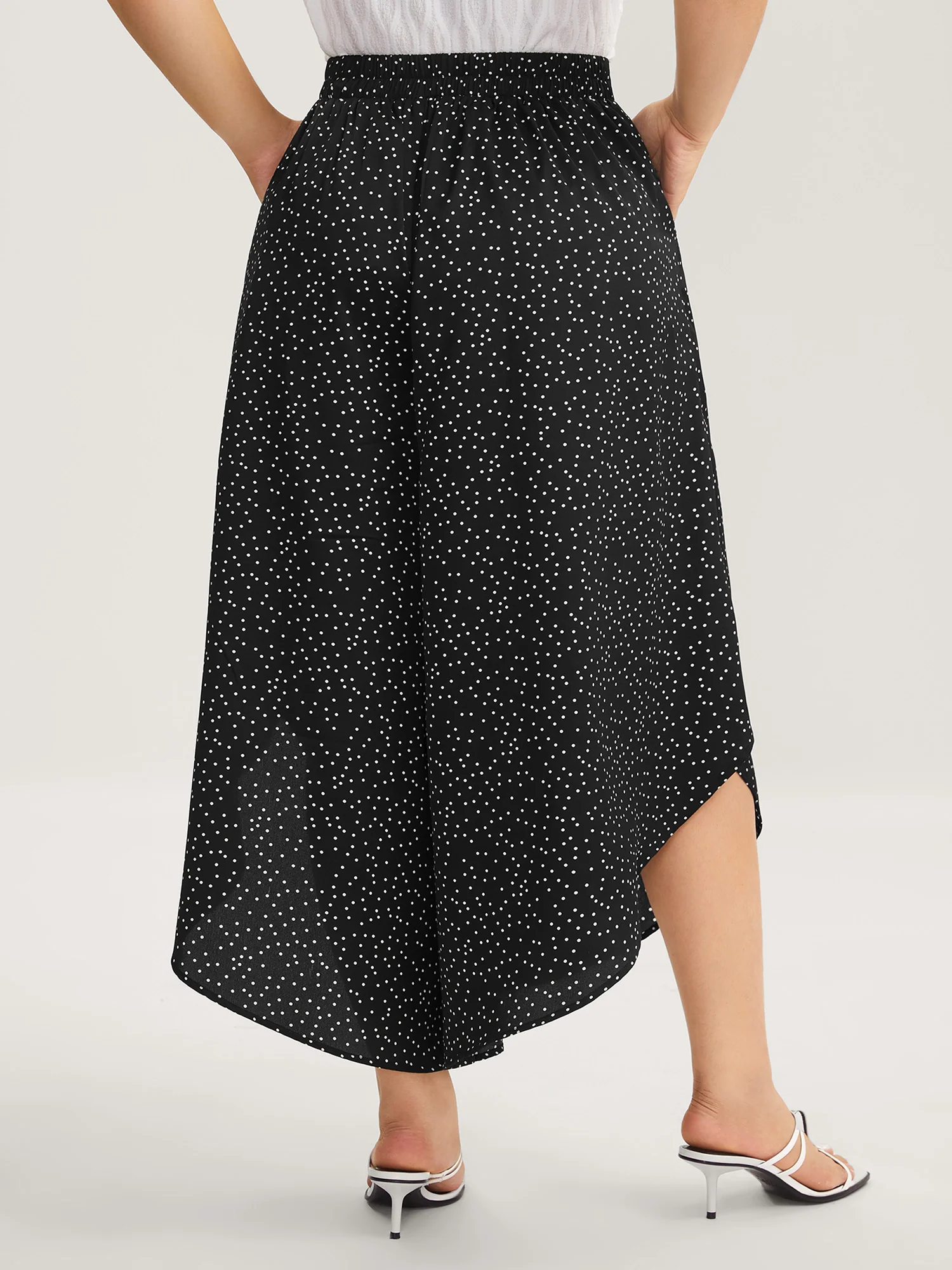 Little Dots Asymmetrical Hem Slit Pants - Image 3
