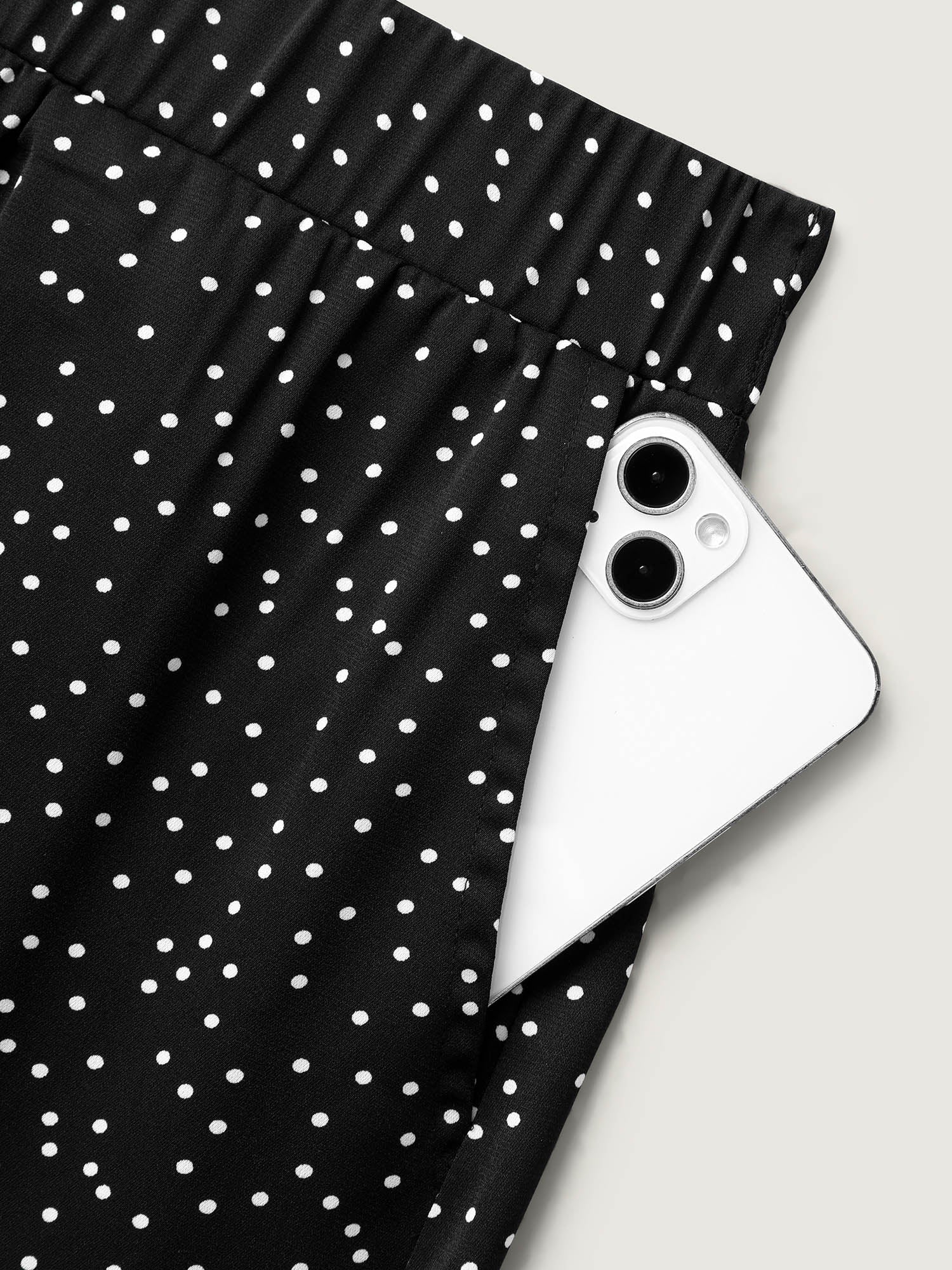 Little Dots Asymmetrical Hem Slit Pants - Image 6
