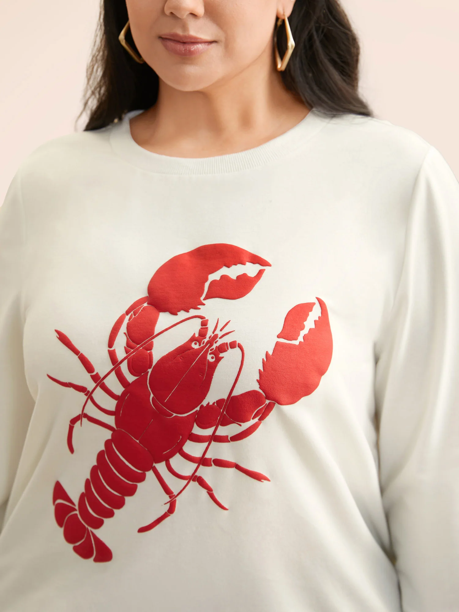 Lobster Pattern Round Neck Sweatshirt - Image 2