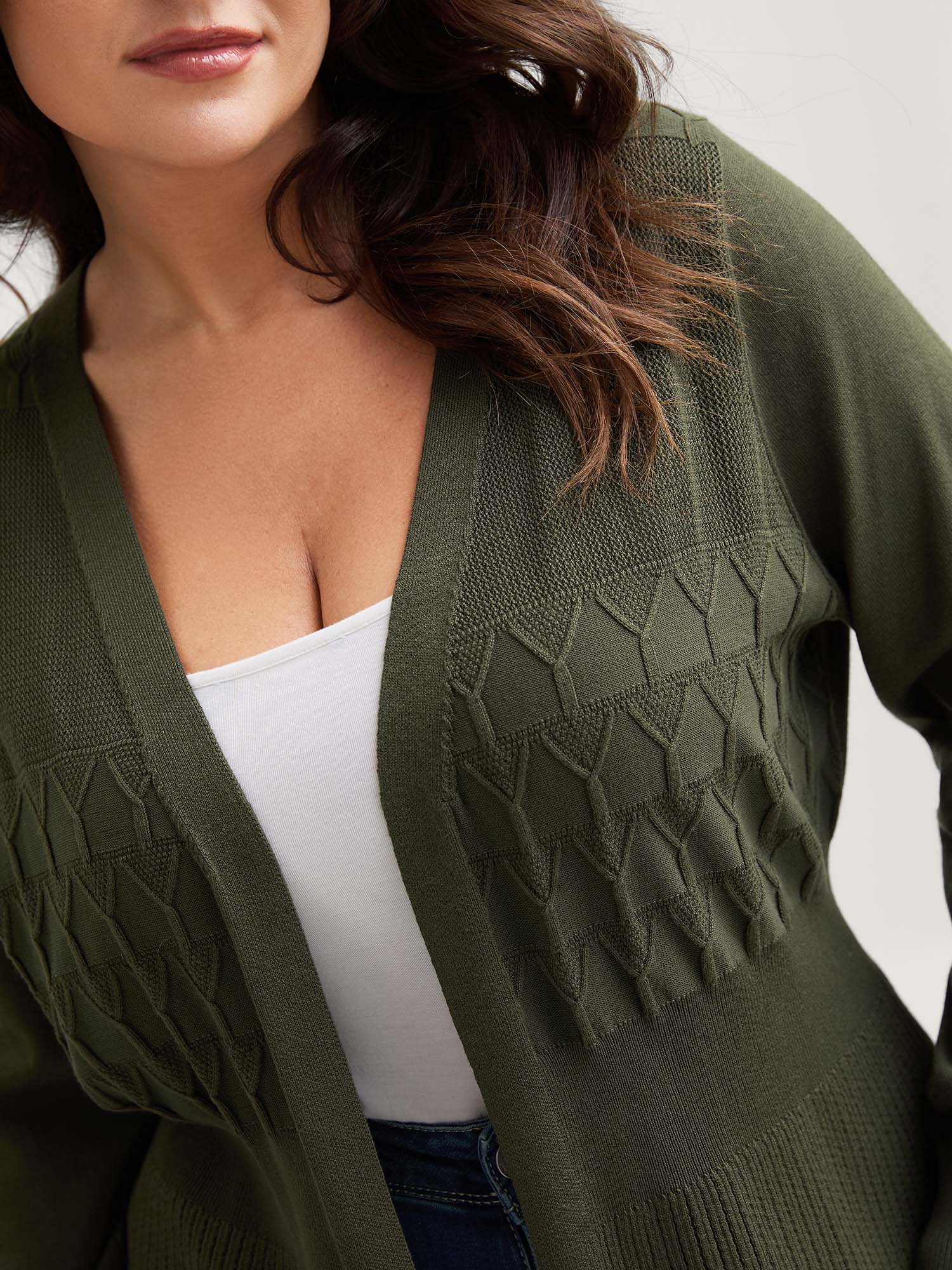 Long Sleeve Cinched-Waist Knit Cardigan - Image 2