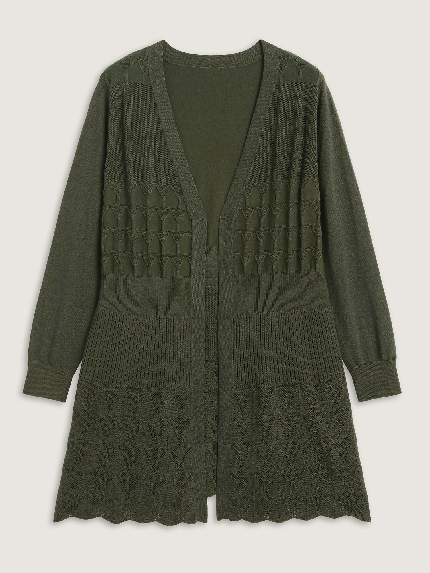 Long Sleeve Cinched-Waist Knit Cardigan - Image 7