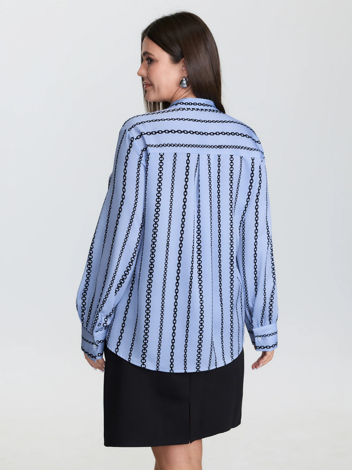 Loop Striped Bow-Tie Neckline Blouse - Image 5
