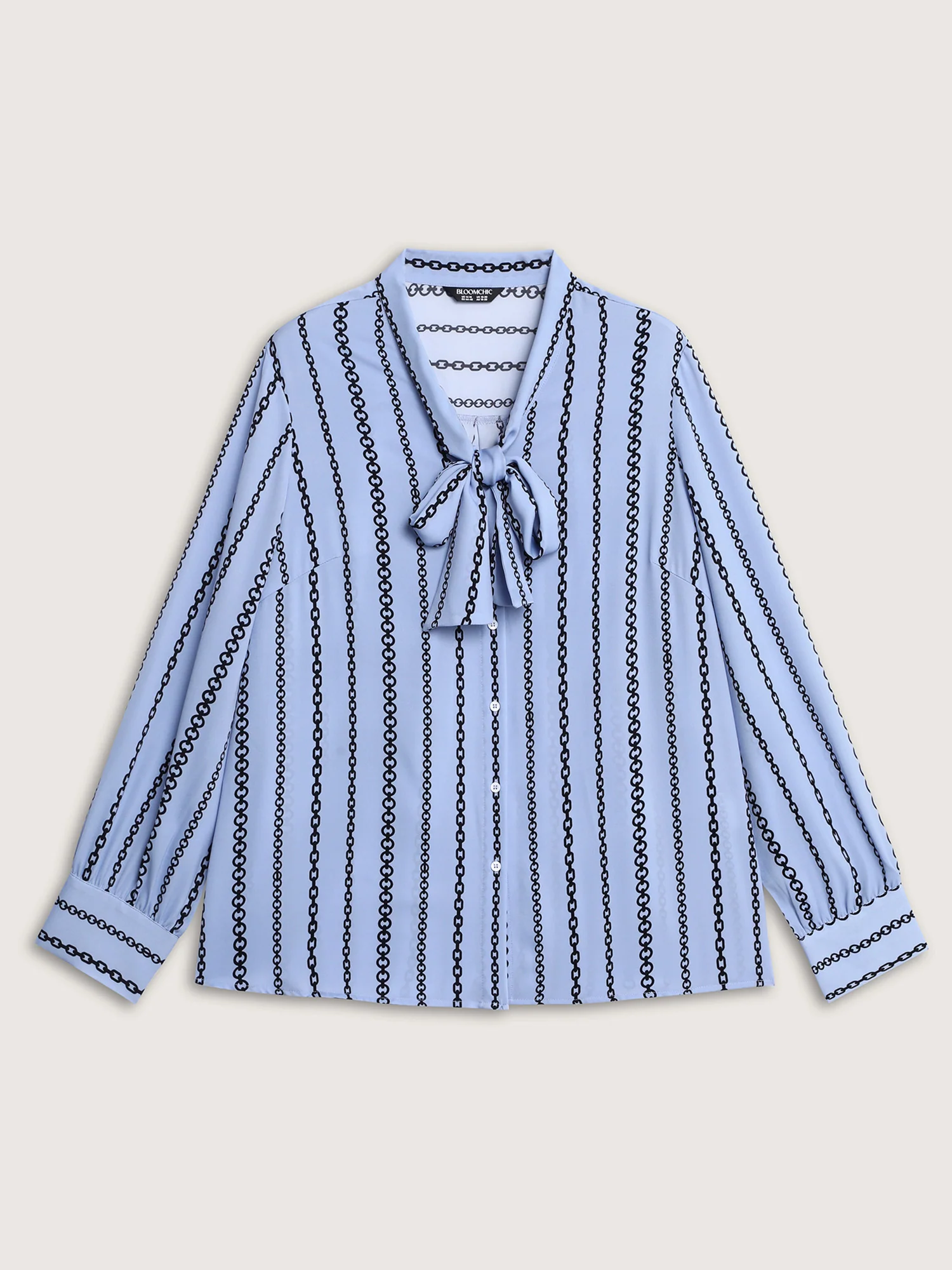 Loop Striped Bow-Tie Neckline Blouse - Image 8