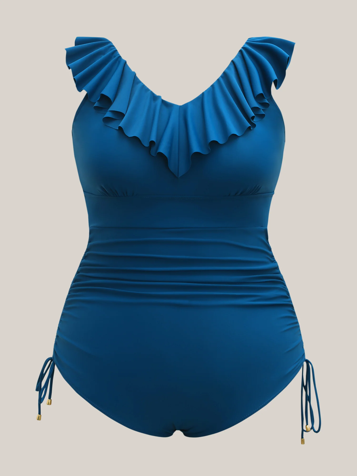 Lotus Leaf Edge Drawstring One-Piece Swimsuit - Image 7