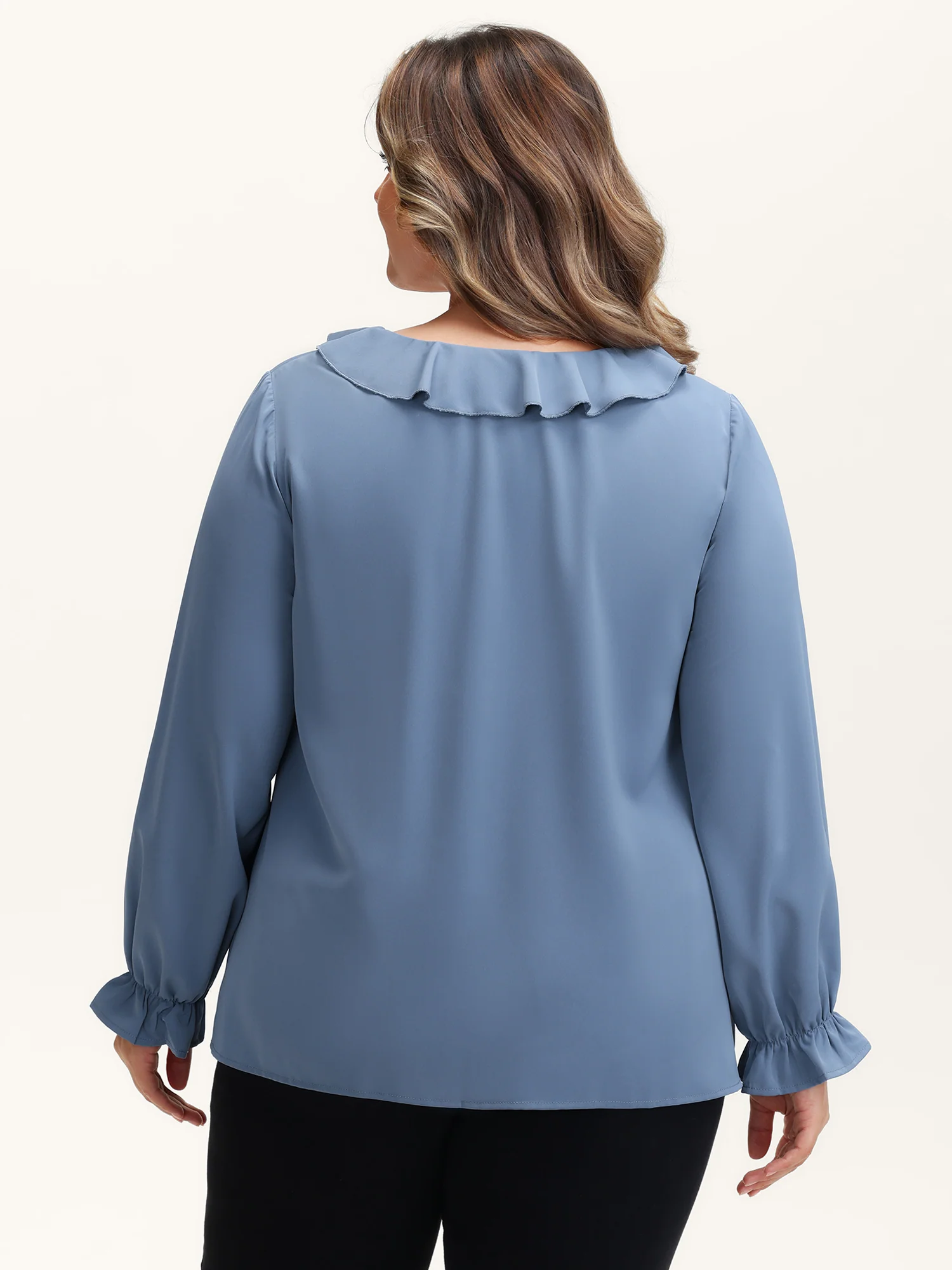 Lotus Leaf Edge Toothpick Pleats Blouse - Image 4