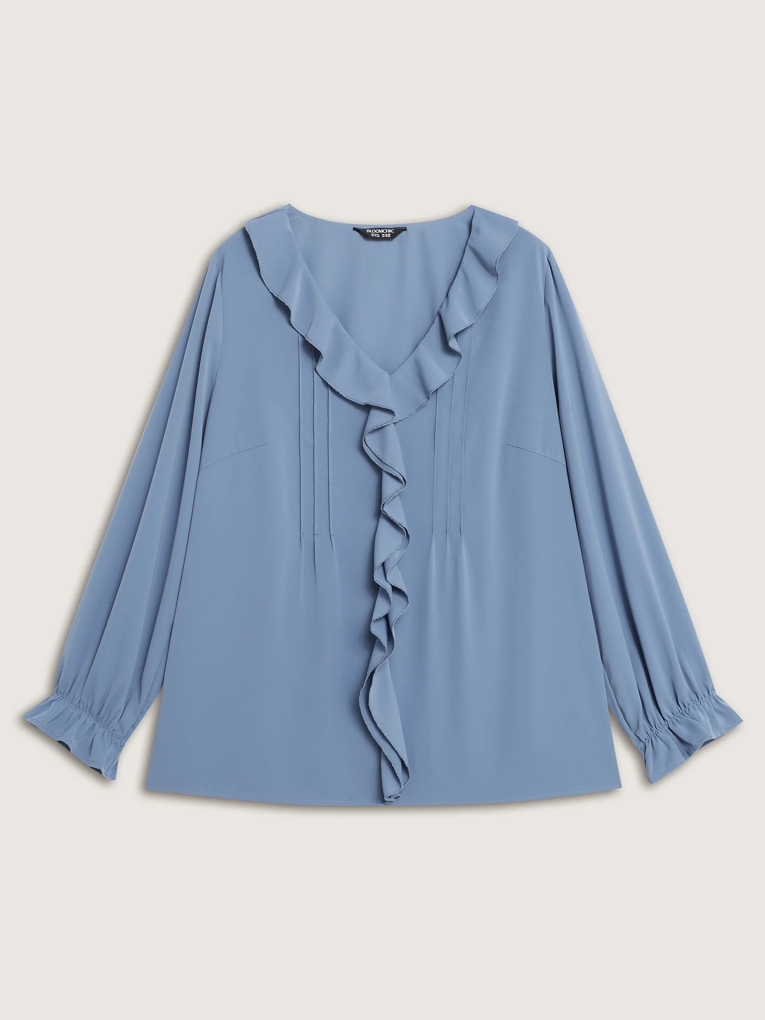 Lotus Leaf Edge Toothpick Pleats Blouse - Image 7