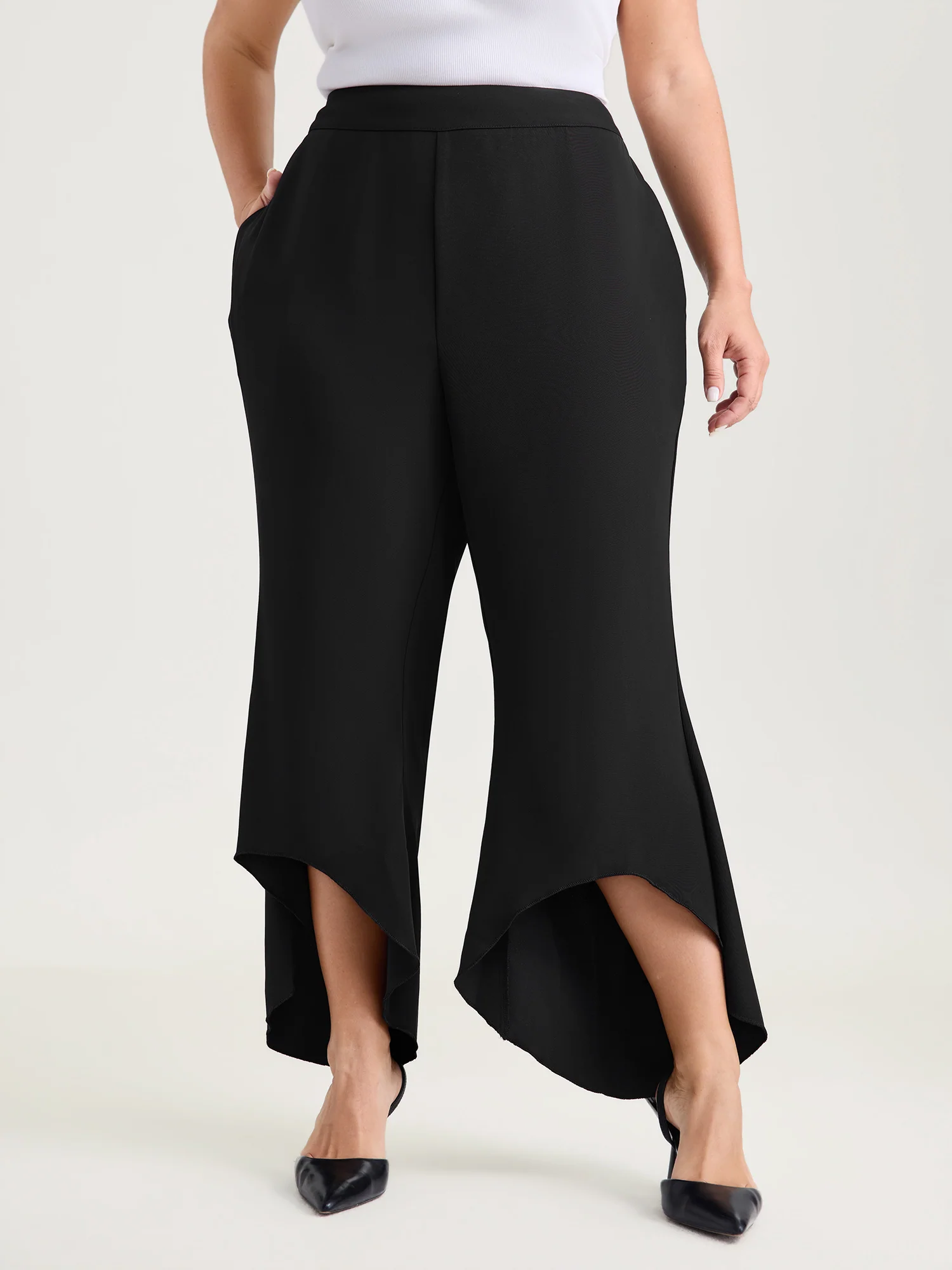Lotus Leaf Hem Flared Hem Pants - Image 2