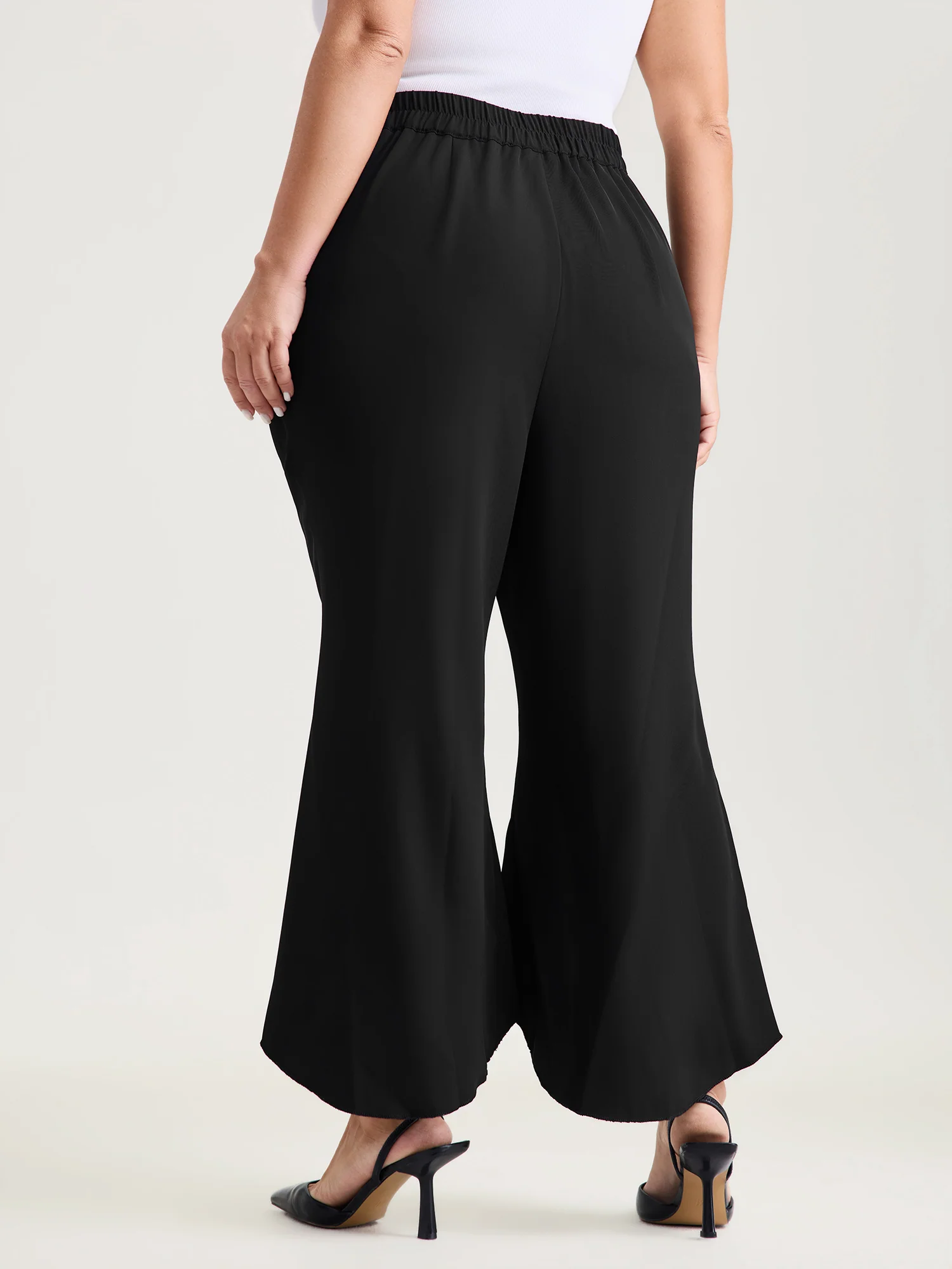 Lotus Leaf Hem Flared Hem Pants - Image 5