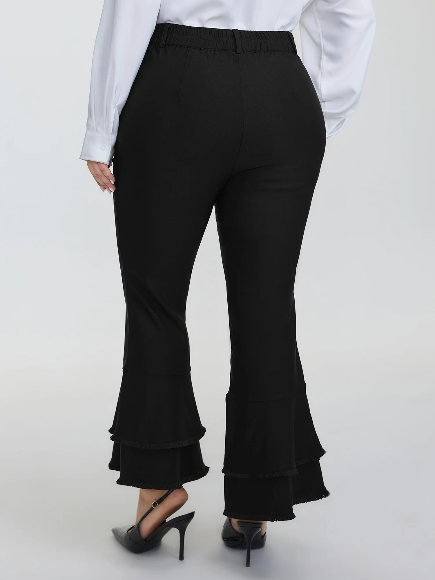 Lotus Leaf Hem Rough Edge Pants - Image 5