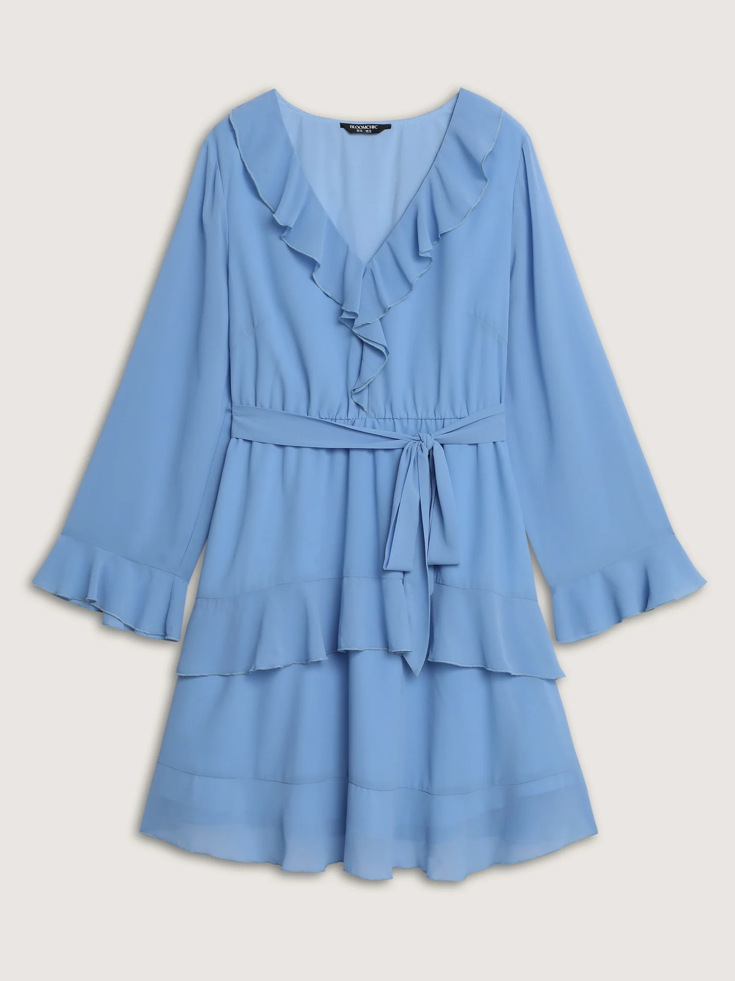 Lotus Leaf Neckline Layered Mini Dress - Image 8