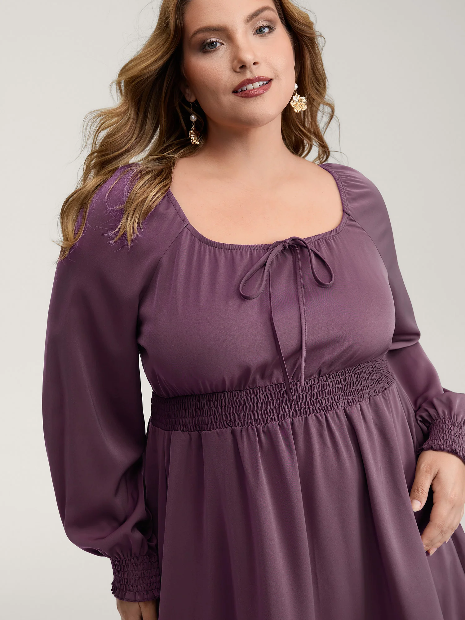 Lotus Leaf Shirred Waist Pockets Maxi Dress - Image 2