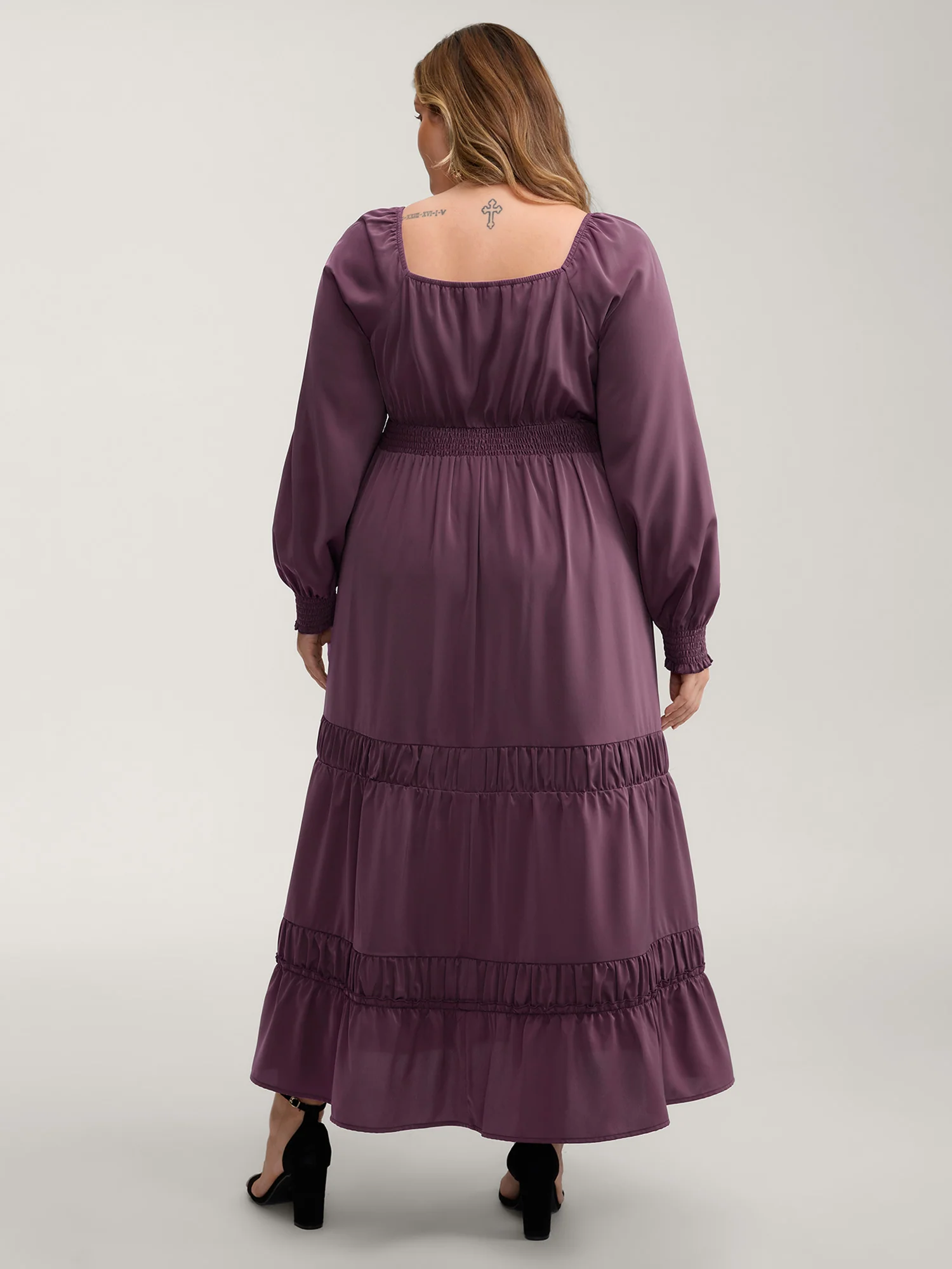Lotus Leaf Shirred Waist Pockets Maxi Dress - Image 4