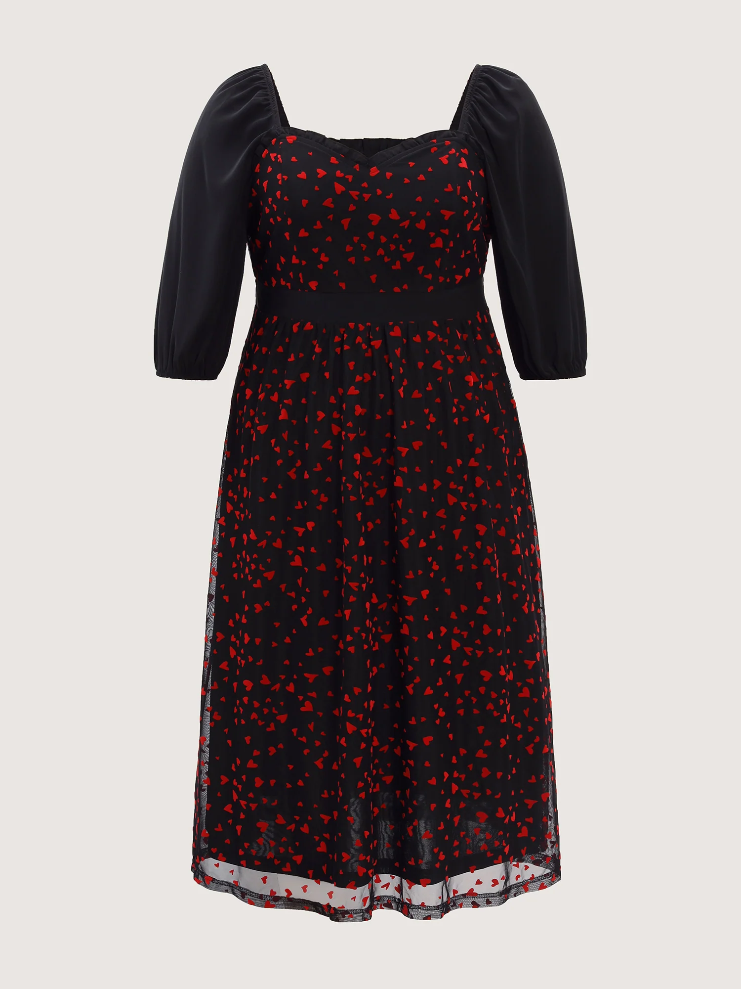 Love Flocked Mesh Shirred Waist Midi Dress - Image 9