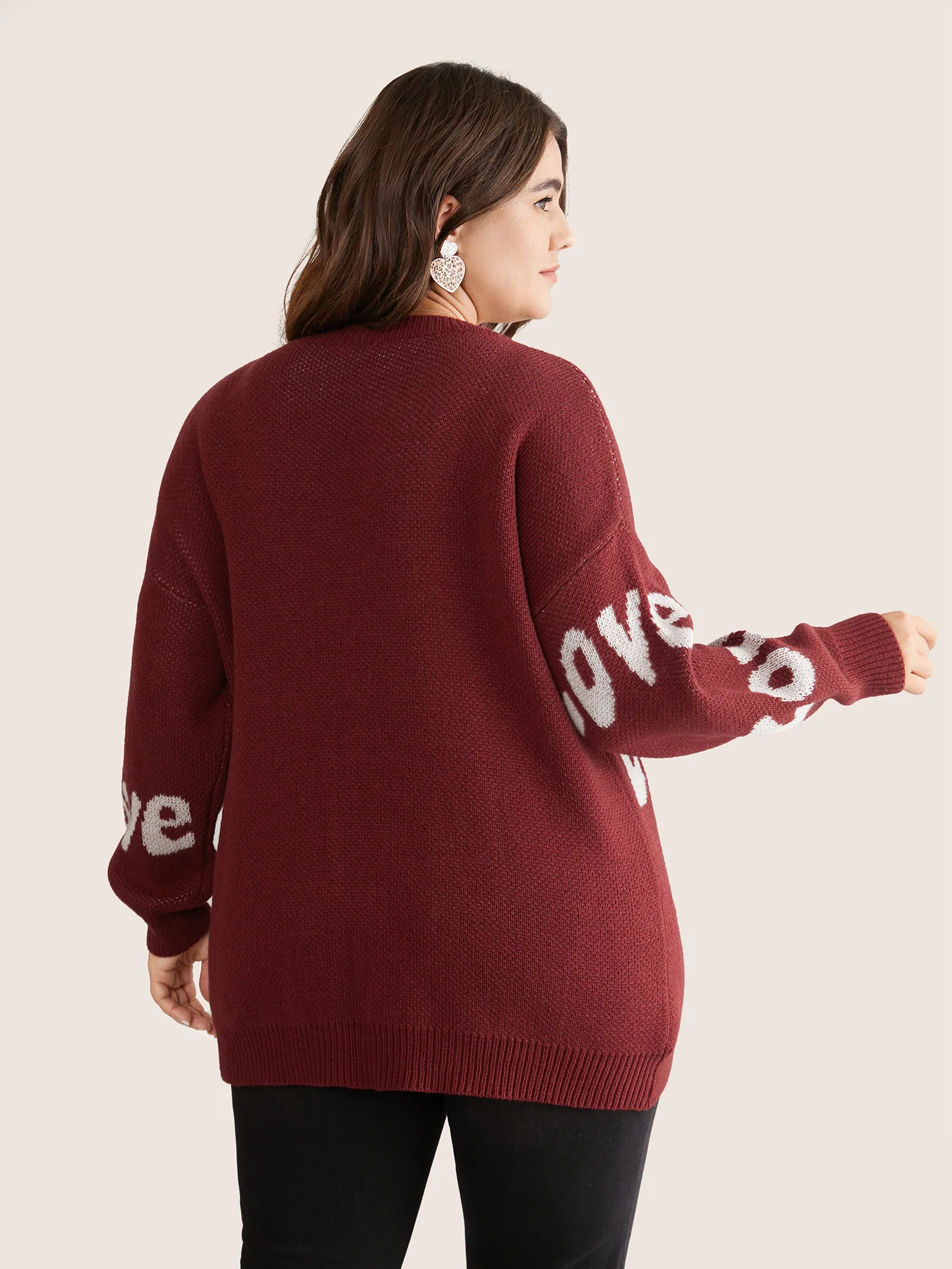 Love Letter Round Neck Drop Shoulder Pullover - Image 2