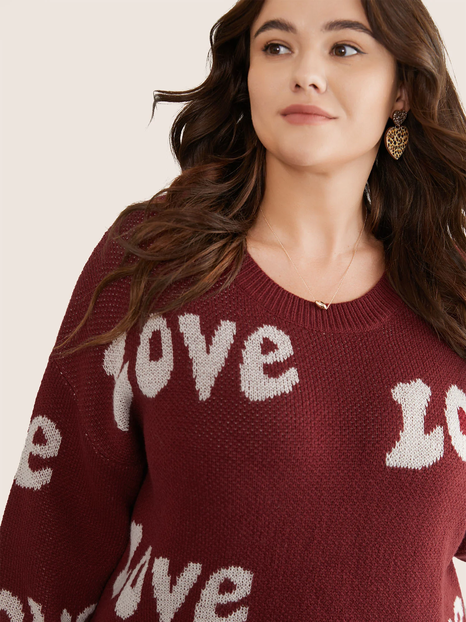 Love Letter Round Neck Drop Shoulder Pullover - Image 4