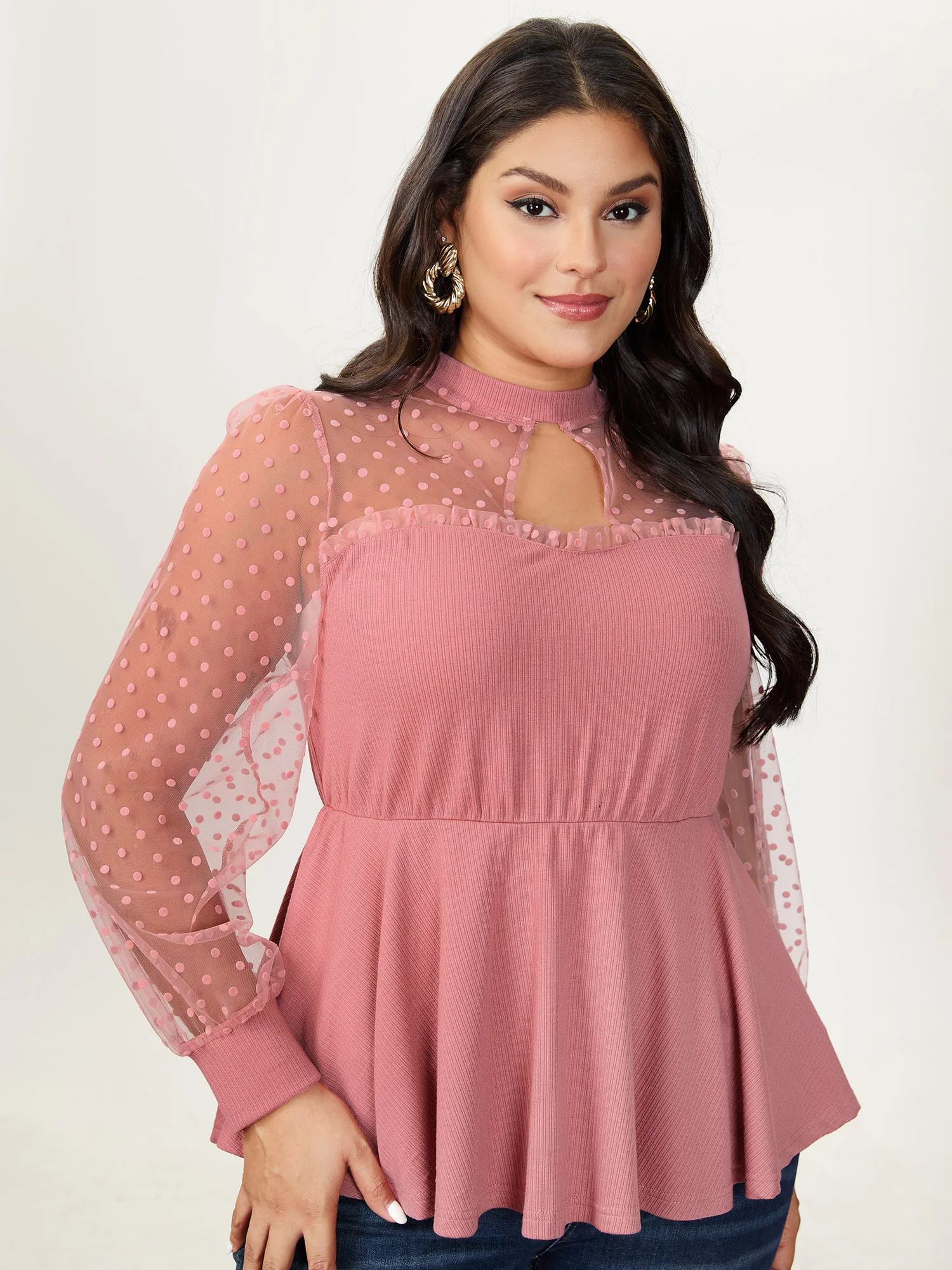 Love Notes Sheer Sleeve Cut-Out Blouse - Image 3