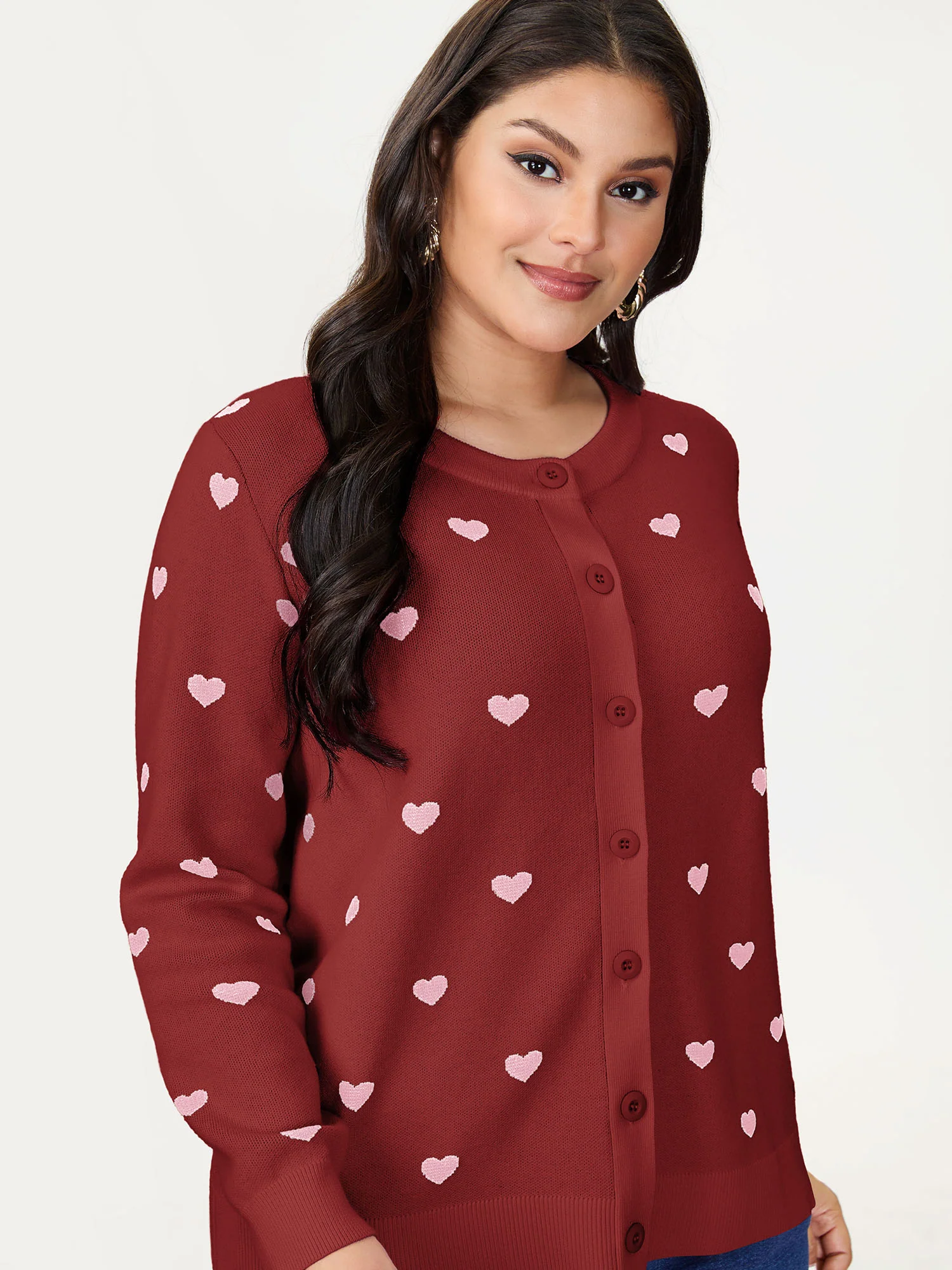 Love Pattern Jacquard Knit Cardigan - Image 11
