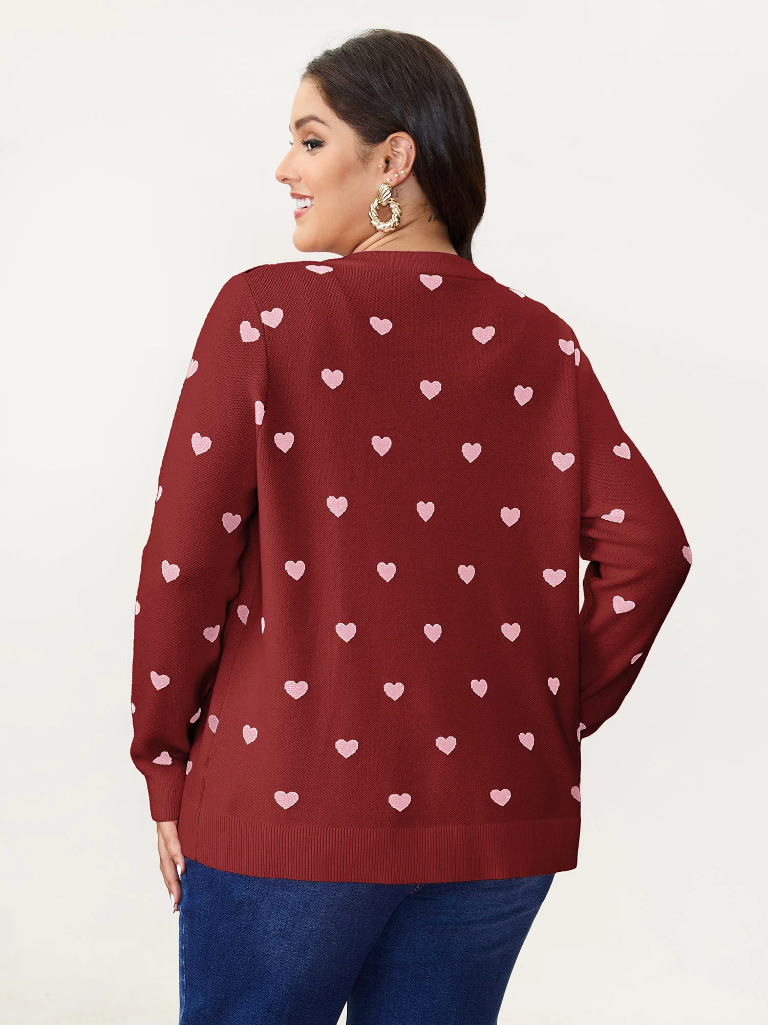 Love Pattern Jacquard Knit Cardigan - Image 12