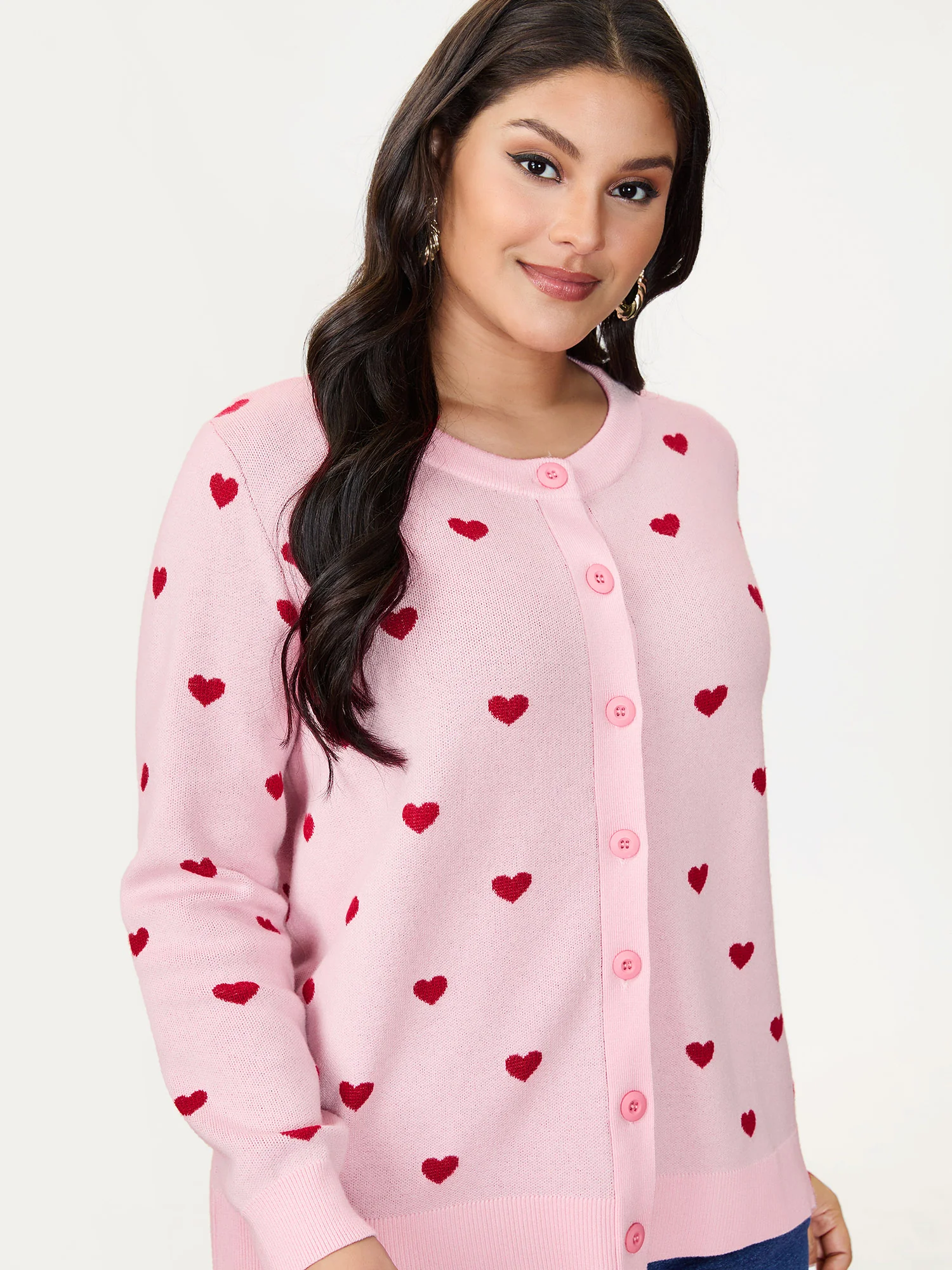 Love Pattern Jacquard Knit Cardigan - Image 3