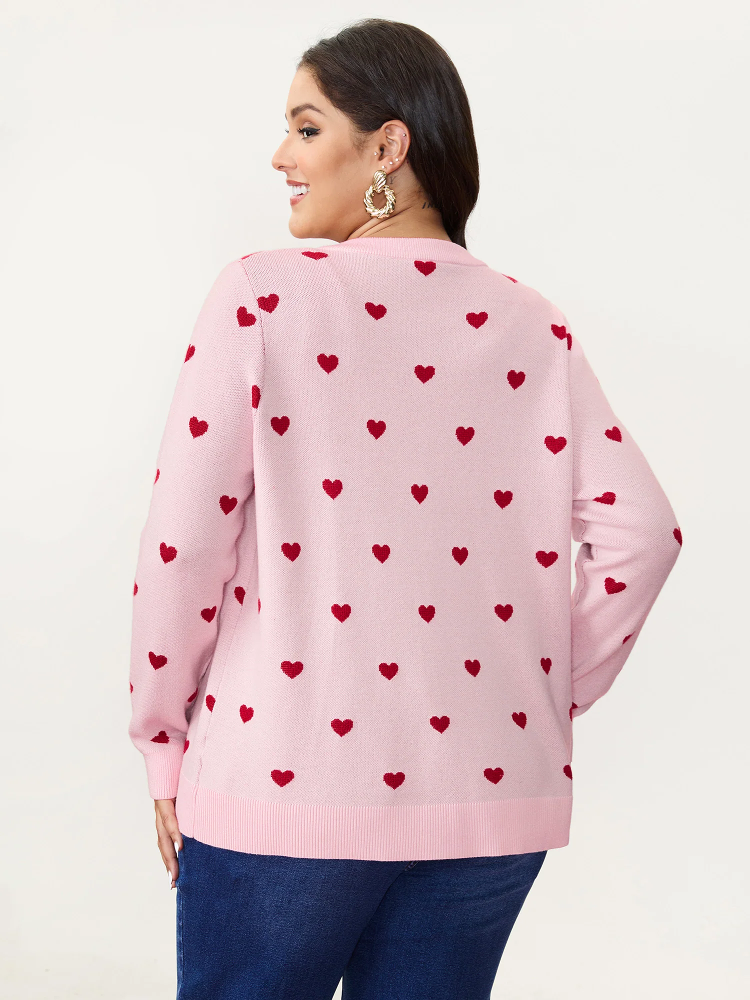 Love Pattern Jacquard Knit Cardigan - Image 4