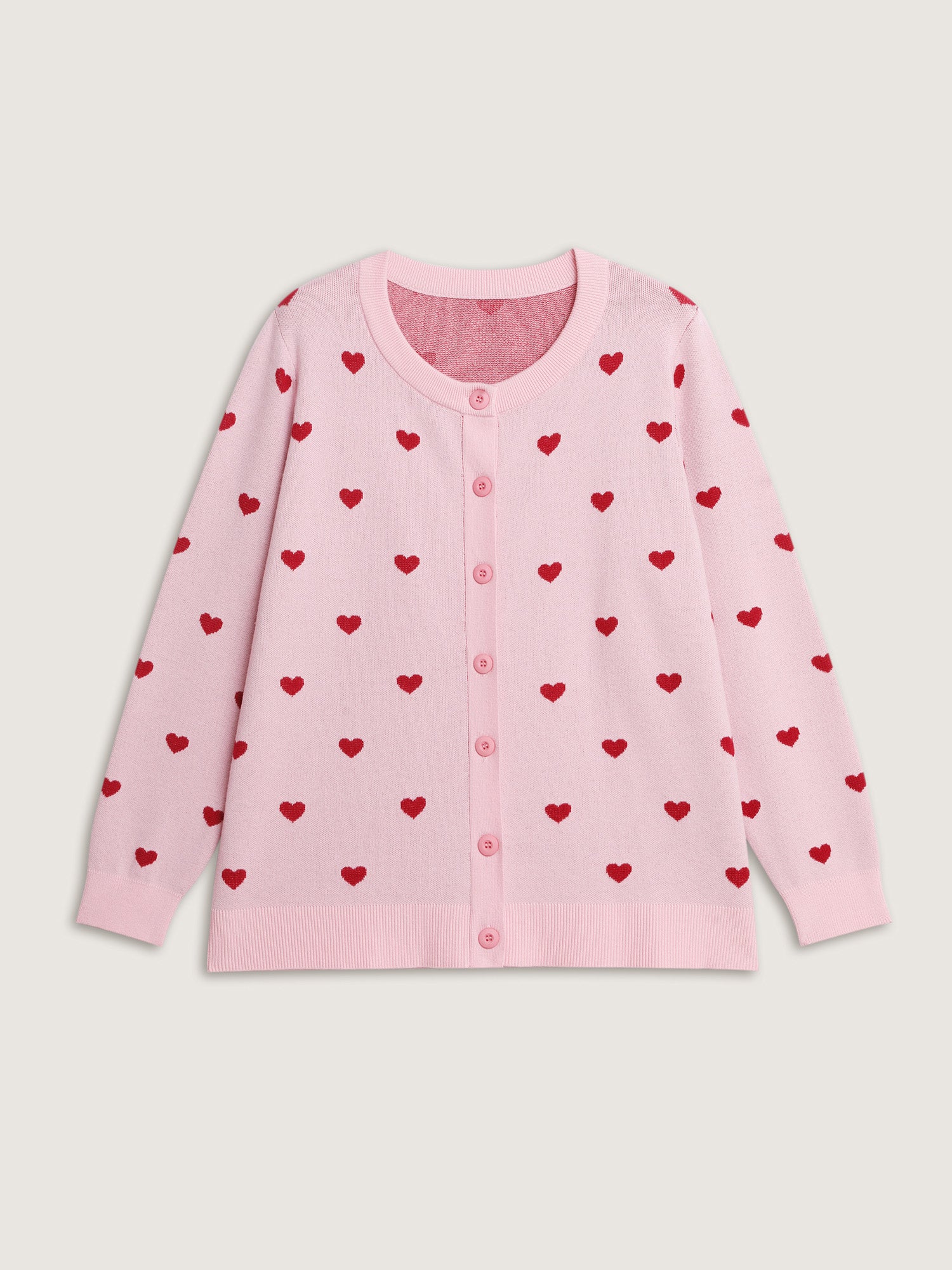 Love Pattern Jacquard Knit Cardigan - Image 8