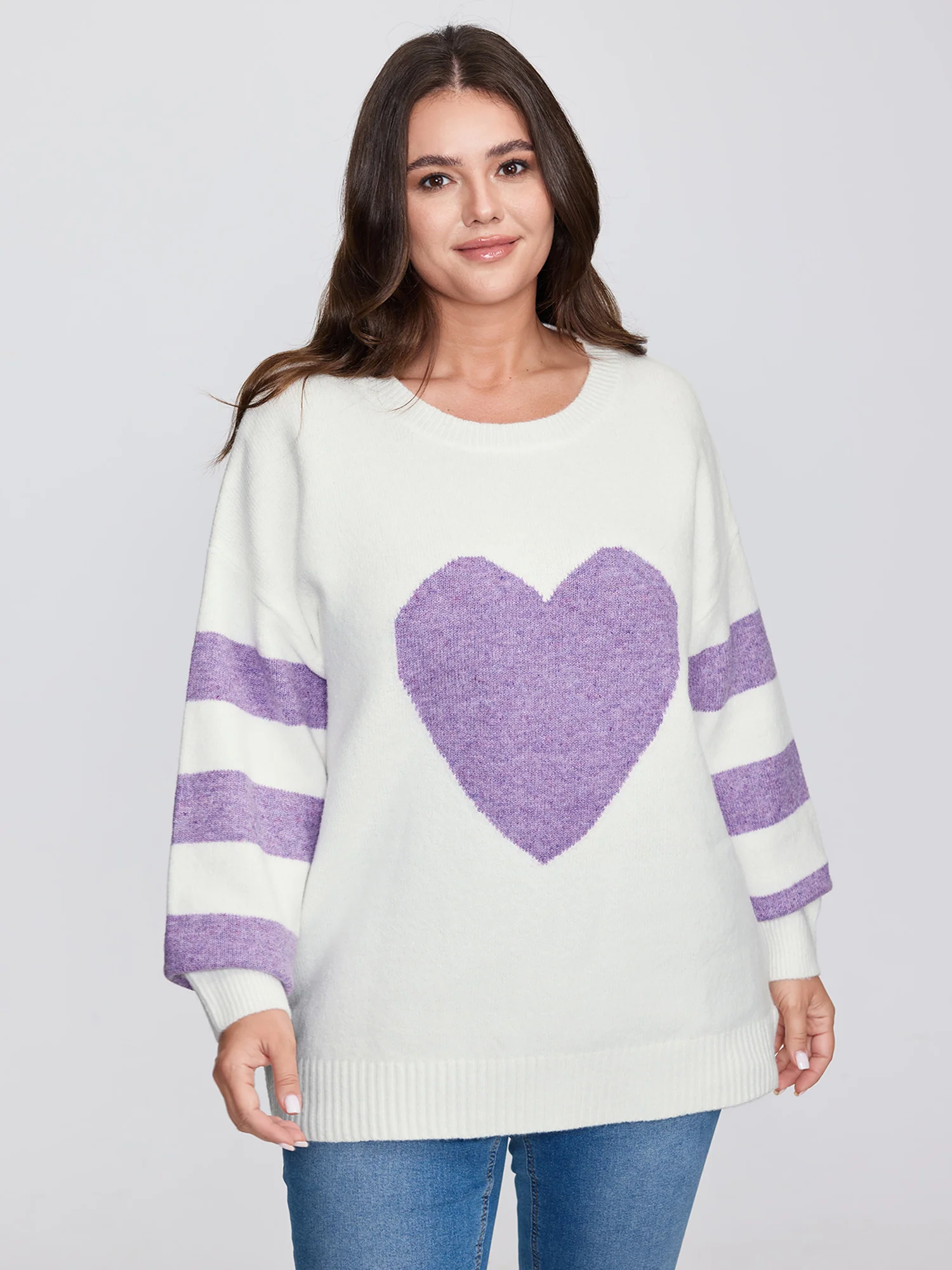 Love Pattern Jacquard Stripe Pullover - Image 2