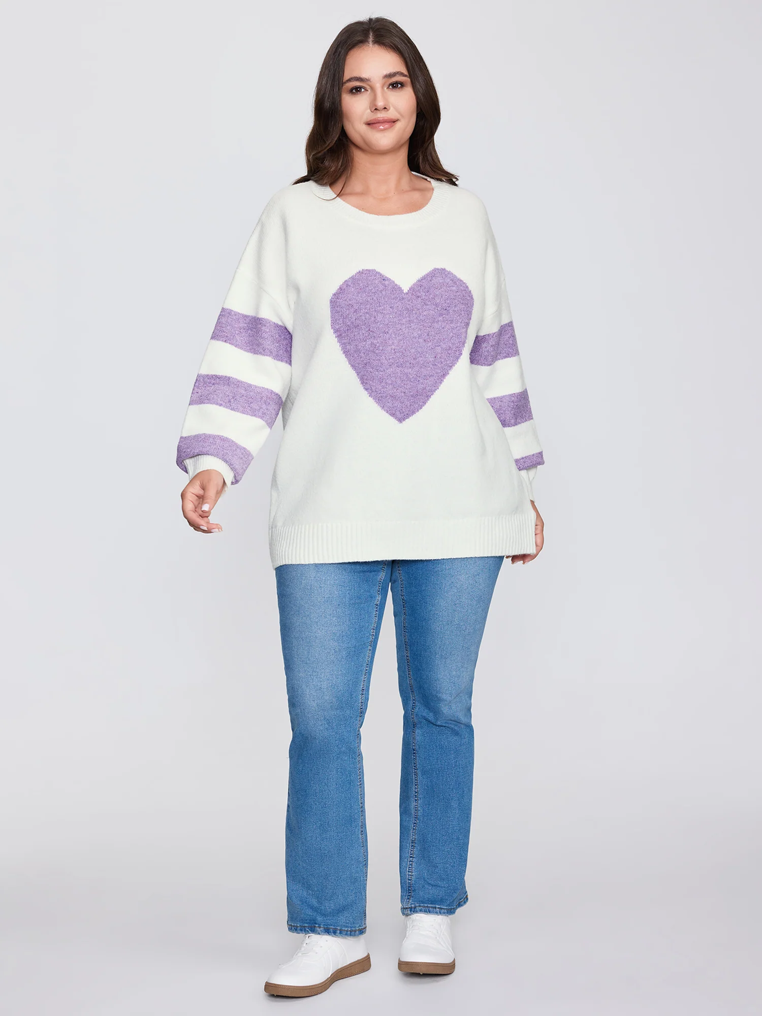 Love Pattern Jacquard Stripe Pullover - Image 3
