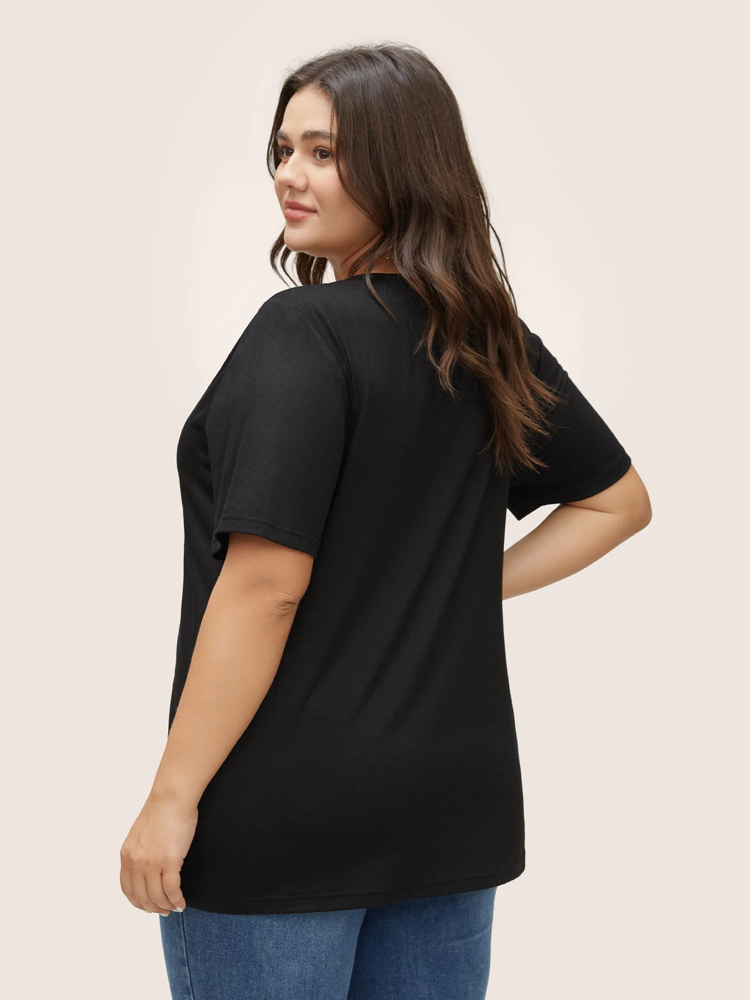 Love Rhinestone V Neck T-shirt - Image 2