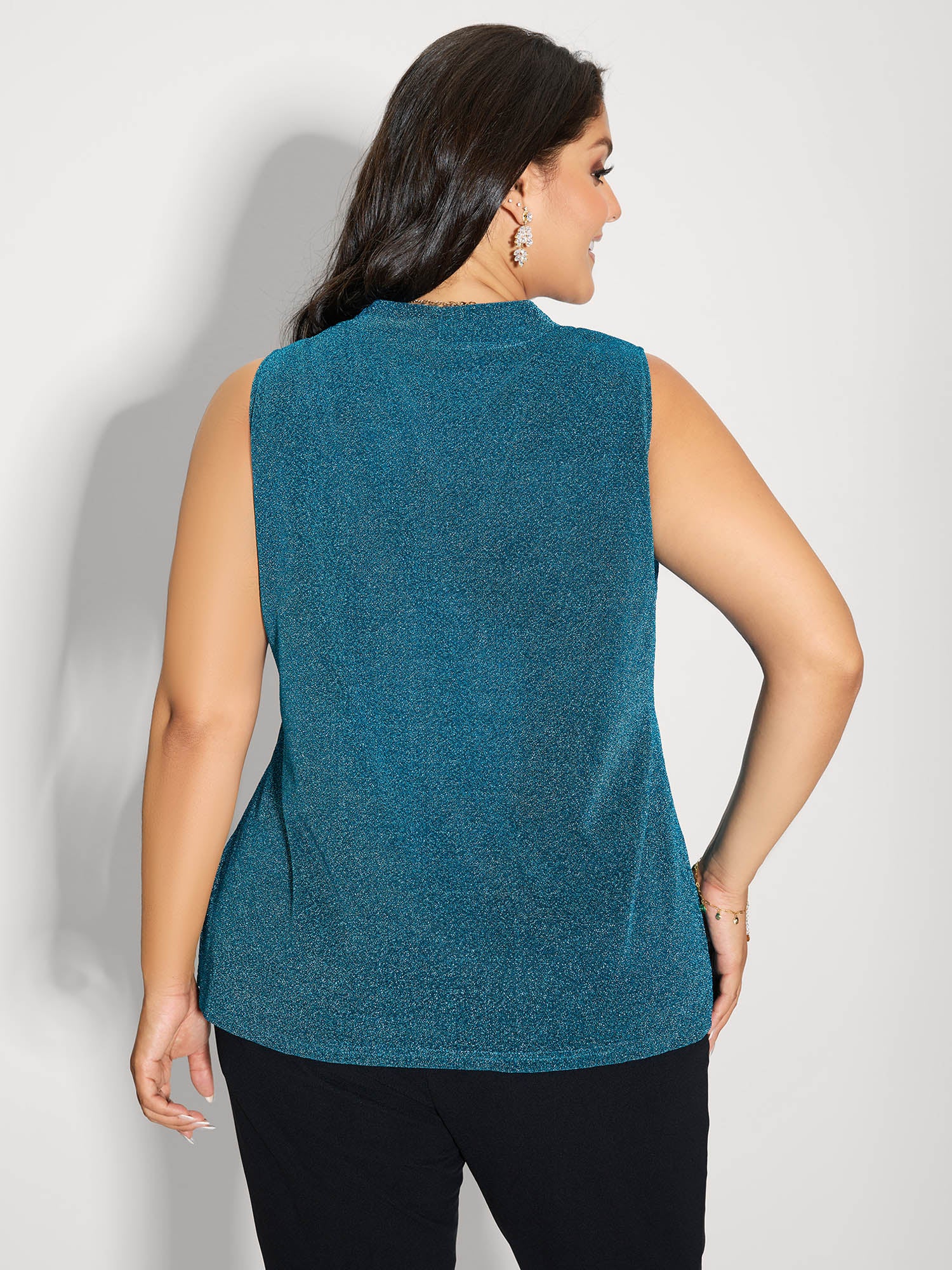 Lurex Butterfly Knot Collar Lined Tank Top - Image 4