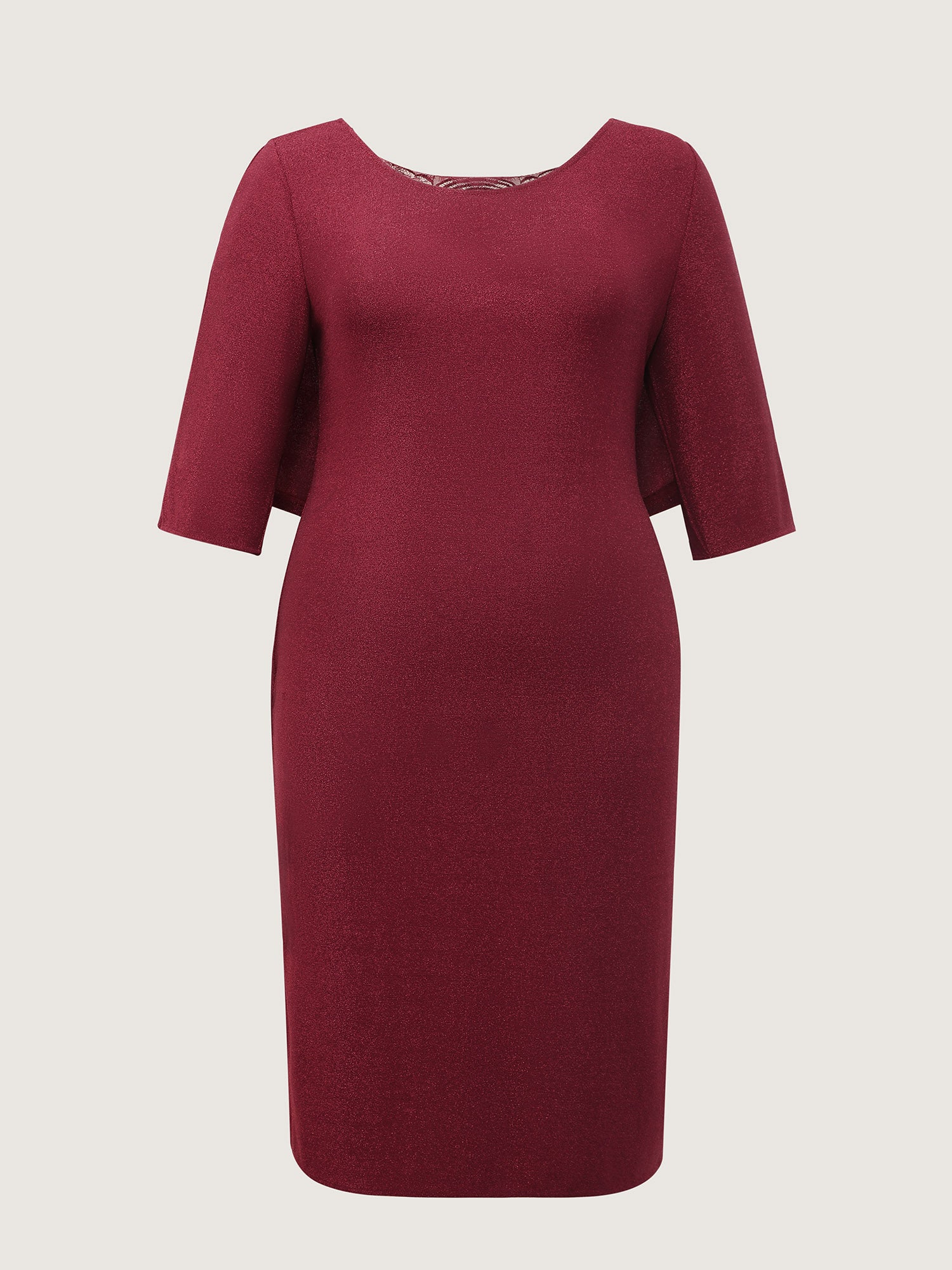 Lurex Drape Back Lace Trim Midi Dress - Image 7