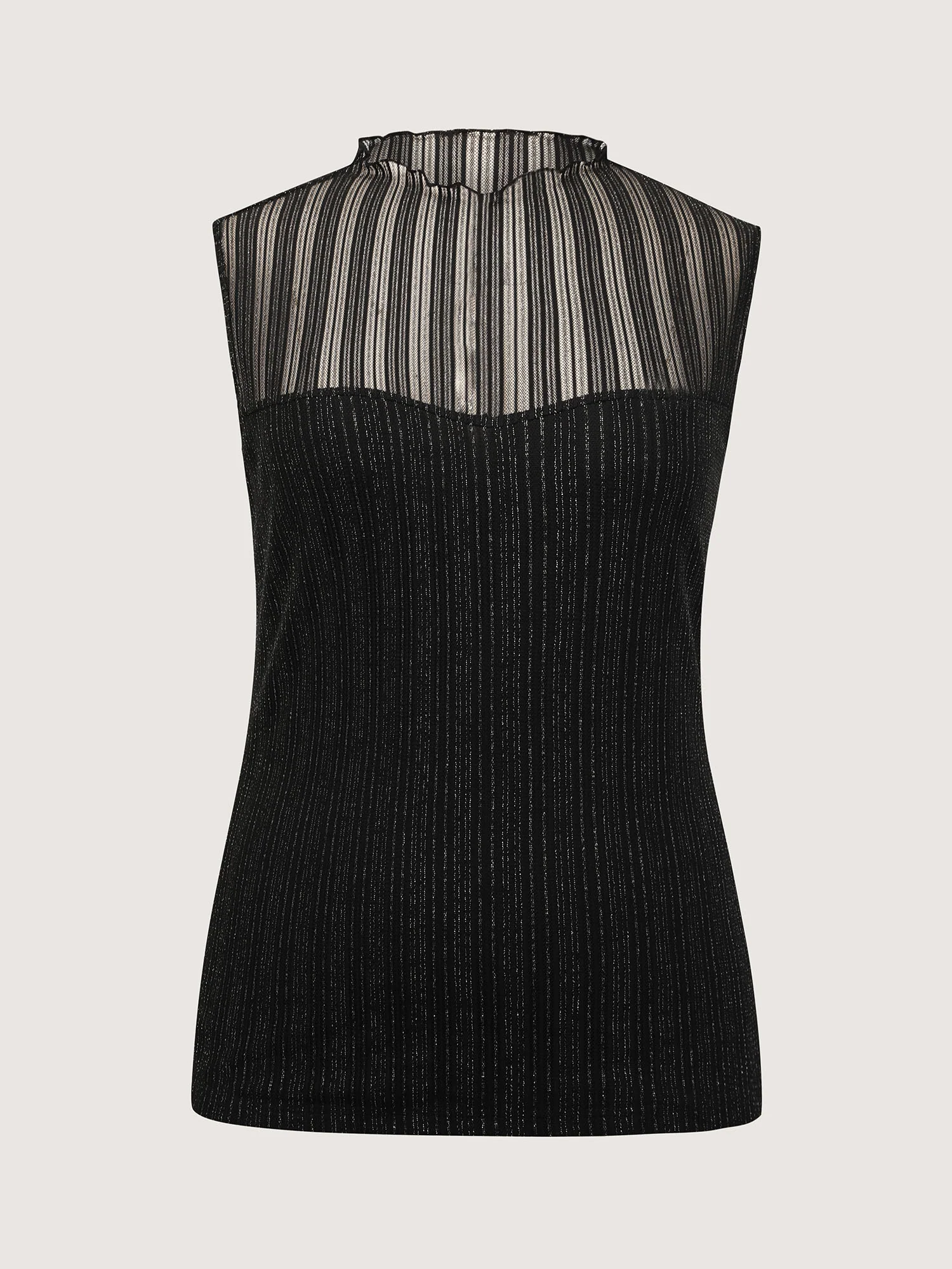 Lurex Sheer Neckline Lined Tank Top - Image 6