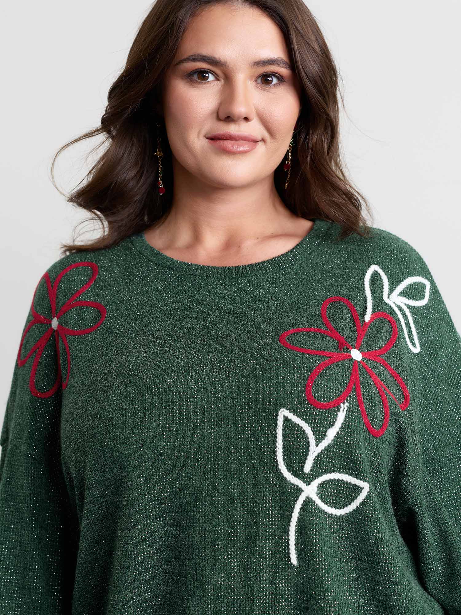 Lurex Textured Cord Embroidery Sweatshirt - Image 4